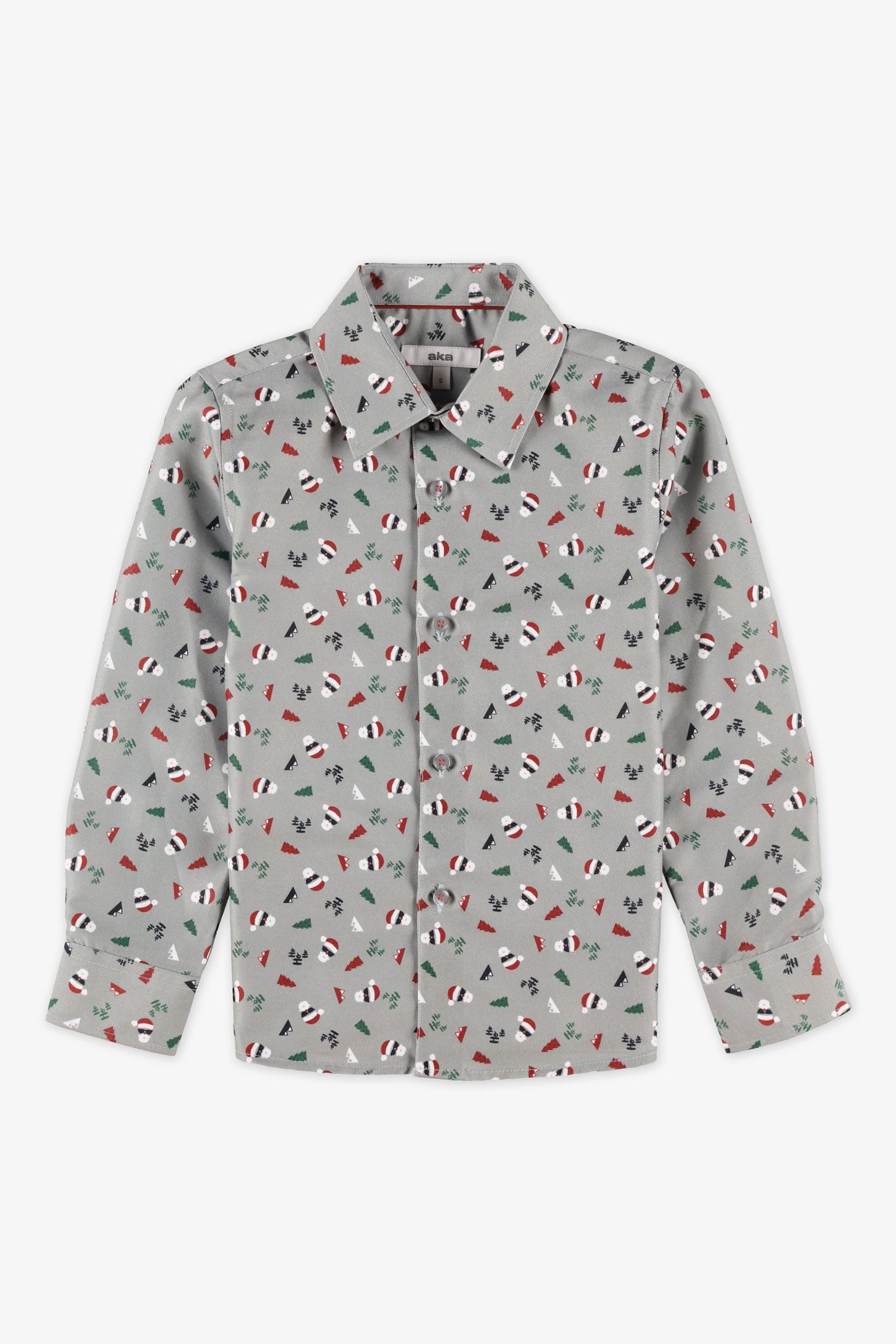 Chemise imprimée manches longues en coton - Enfant garçon && GRIS MULTI