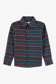 Printed long-sleeve cotton shirt - Boys && MULTI