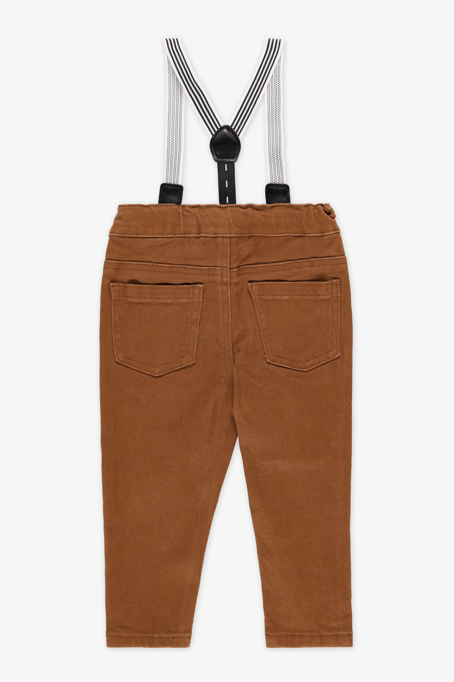 Pantalon bretelles ajustables en twill stretch - Bébé garçon && BRUN