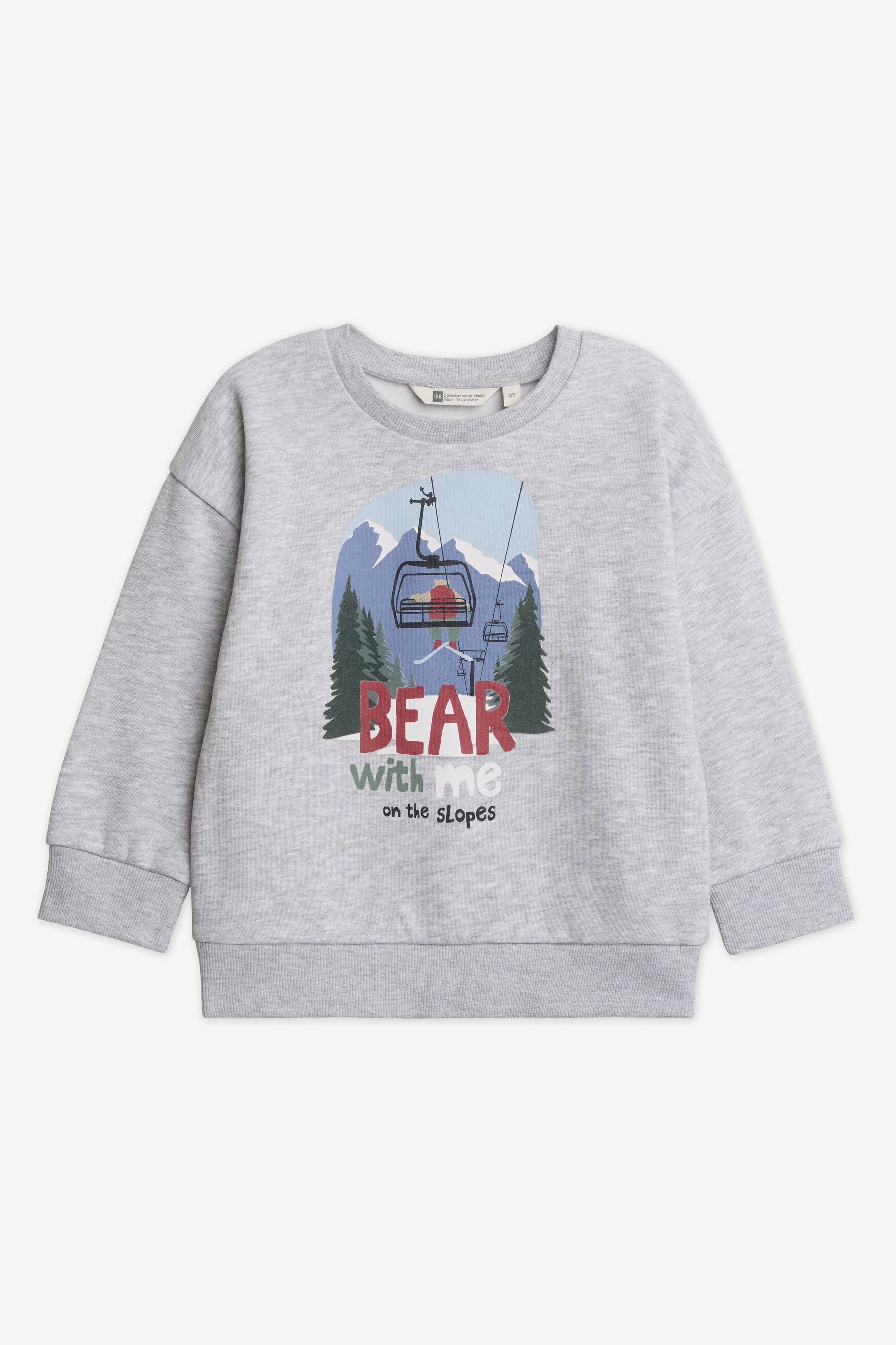 Chandail ouaté col rond boxy fit - Bébé garçon && MIX GRIS CLAIR