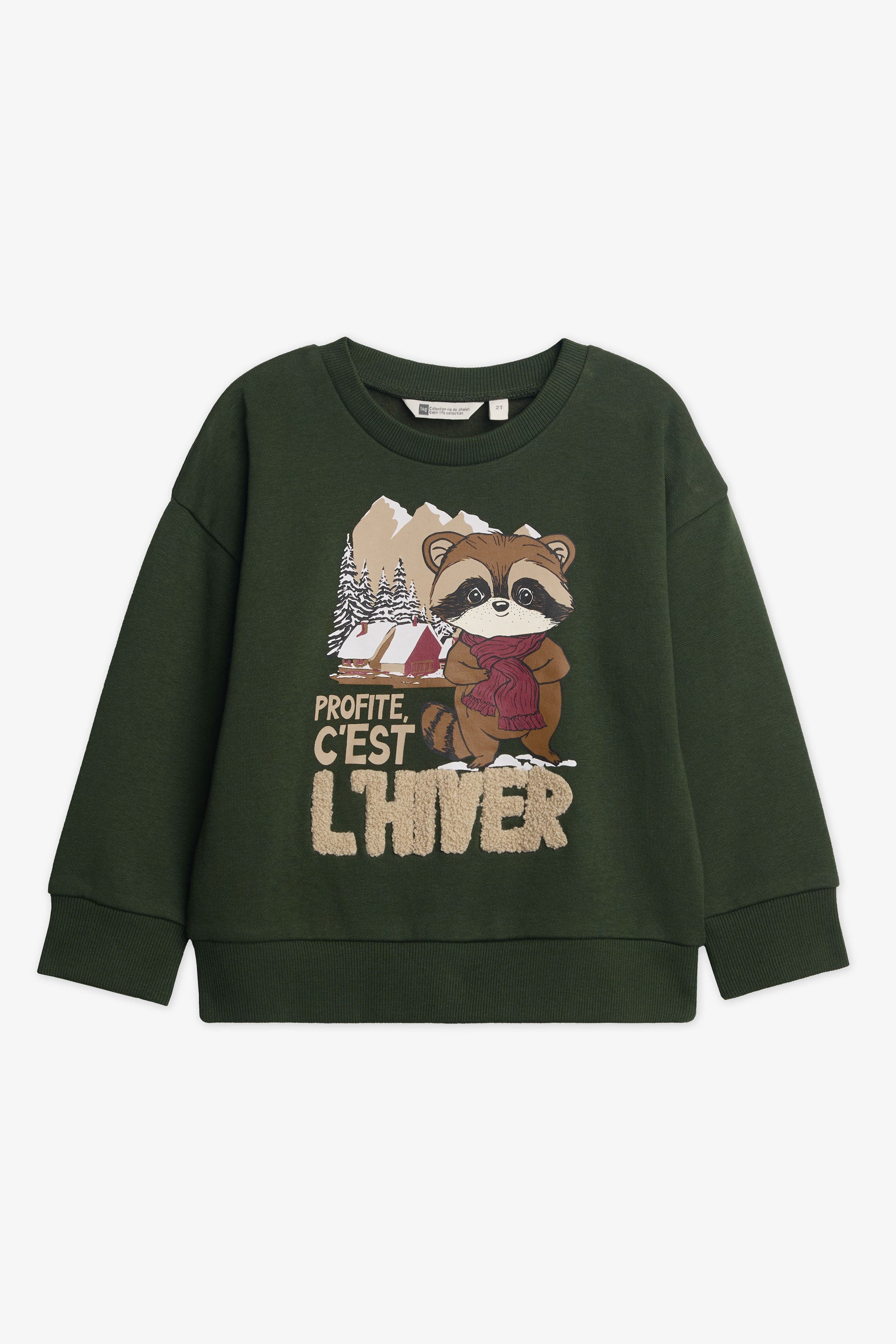 Chandail ouaté col rond boxy fit - Bébé garçon && VERT FONCE