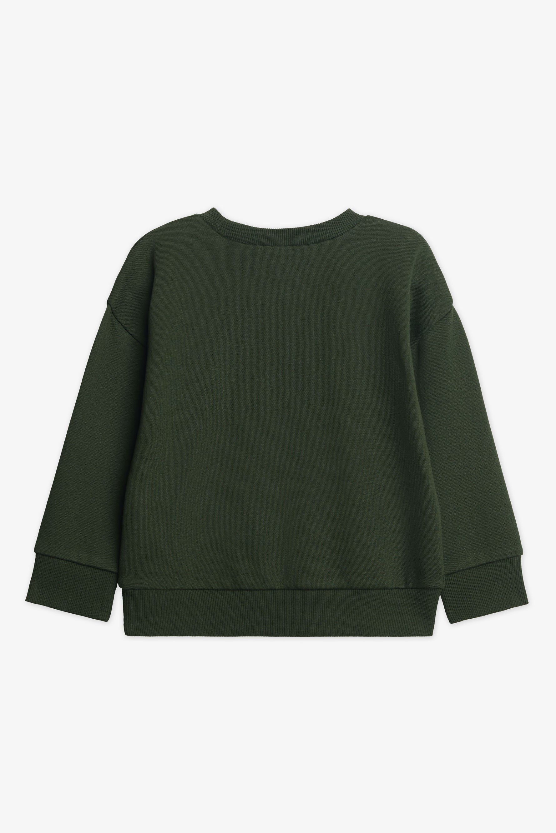 Chandail ouaté col rond boxy fit - Bébé garçon && VERT FONCE