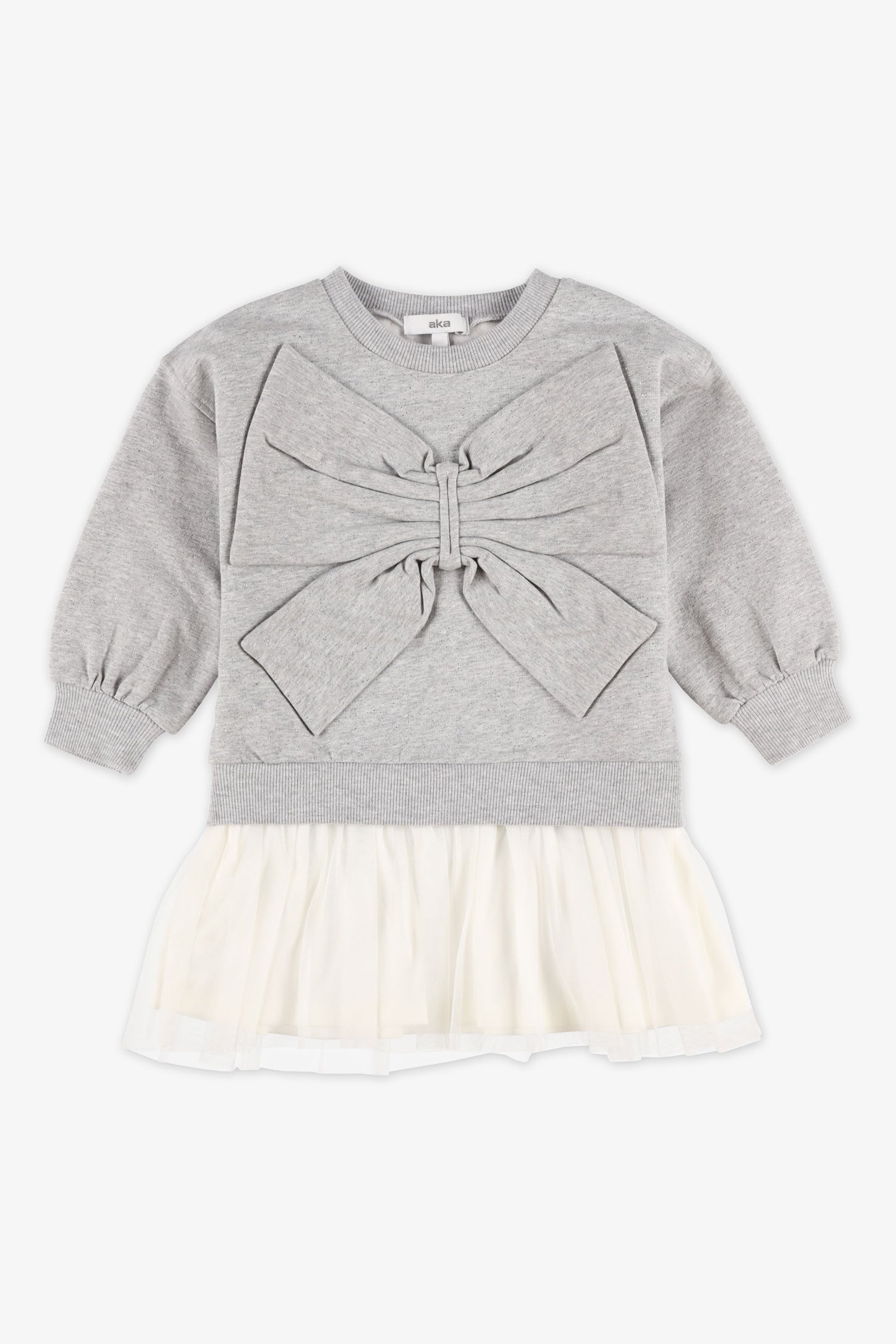 Robe manches longues bi-matières - Bébé fille && GRIS MIXTE