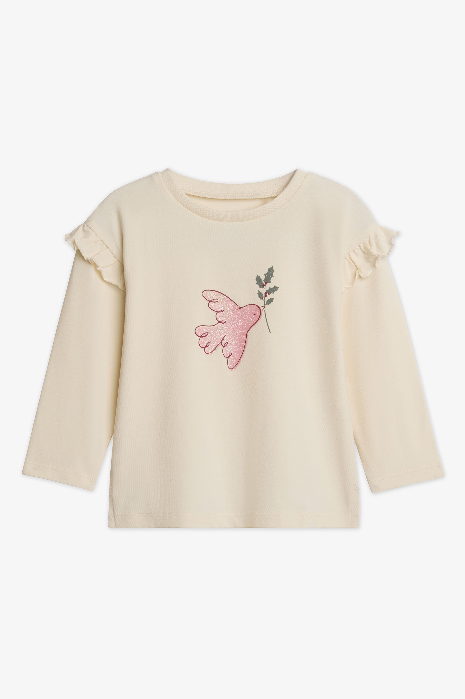 Chandail léger manches longues avec frills - Bébé fille && BLANC CASSÉ