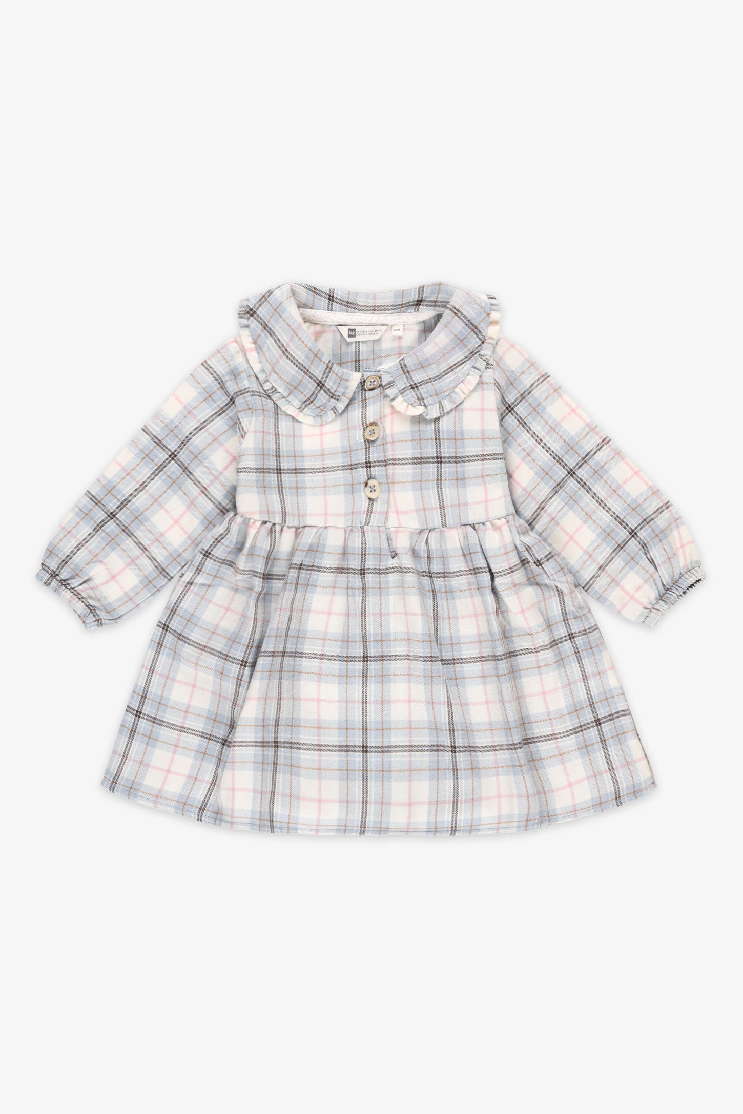 Robe carreaux à col claudine - Bébé fille && BLEU MULTI