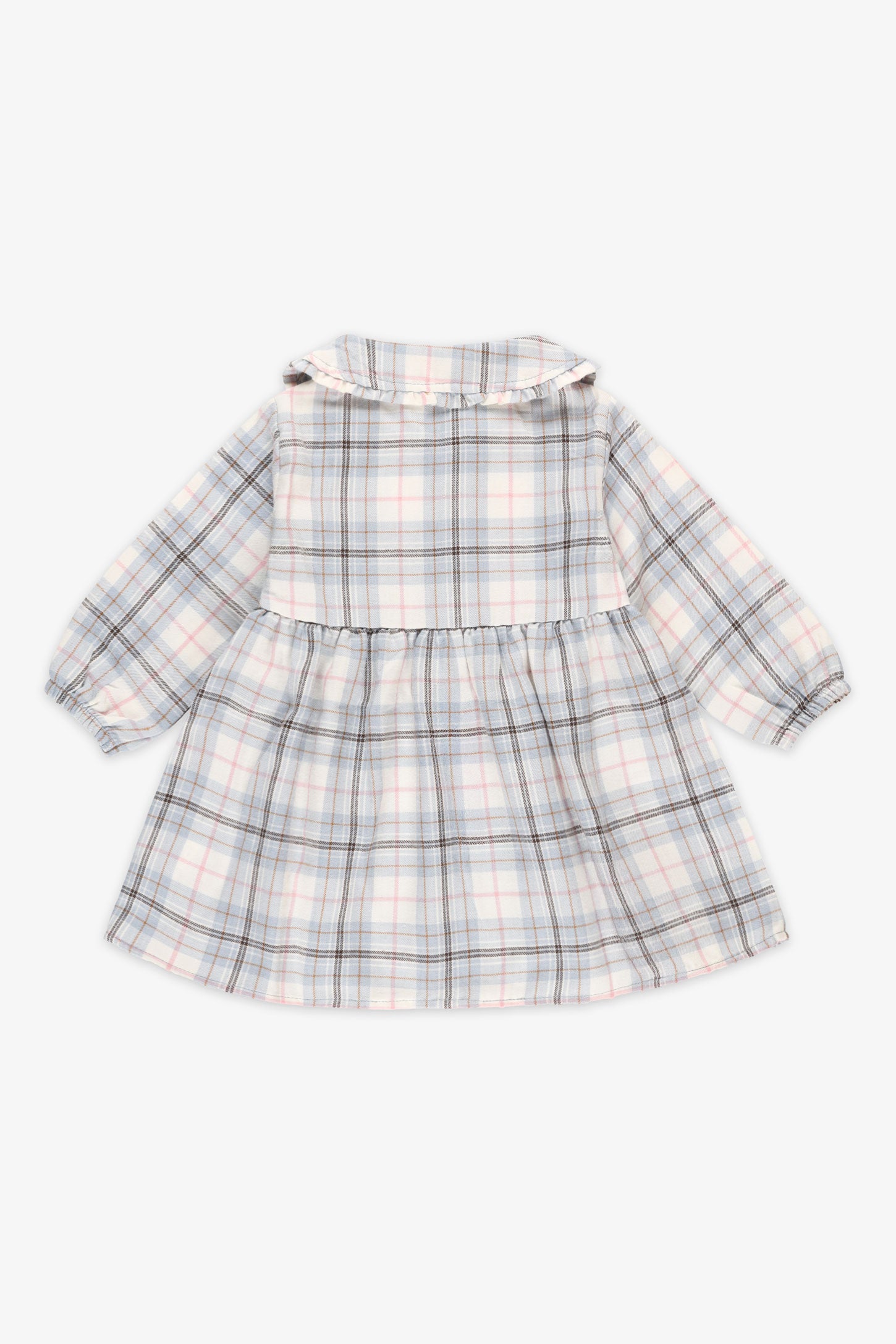 Robe carreaux à col claudine - Bébé fille && BLEU MULTI