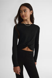 Chandail léger à nouer devant – Ado fille && NOIR