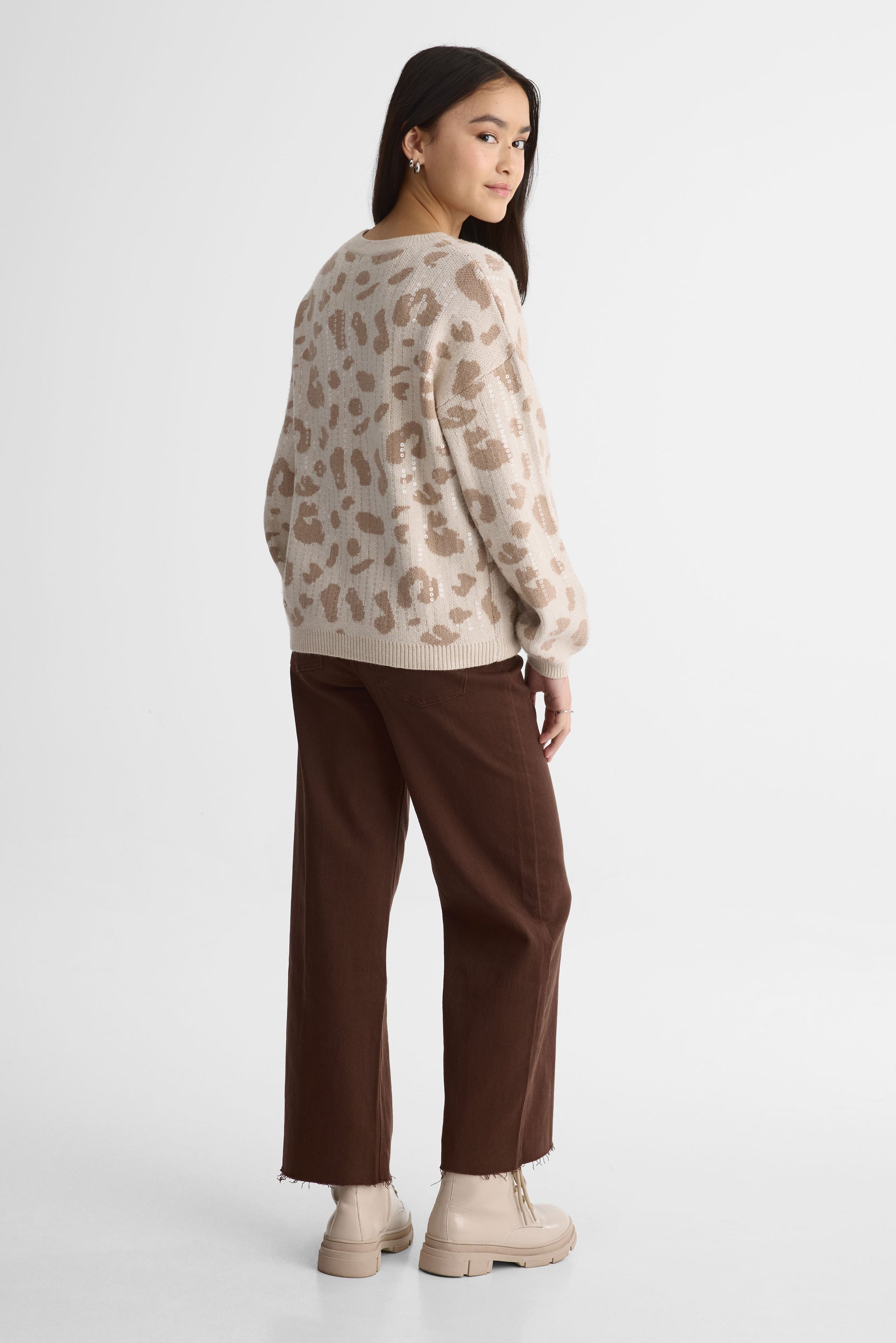 Chandail tricot paillettes – Ado fille && BLANC CASSÉ/MULTI