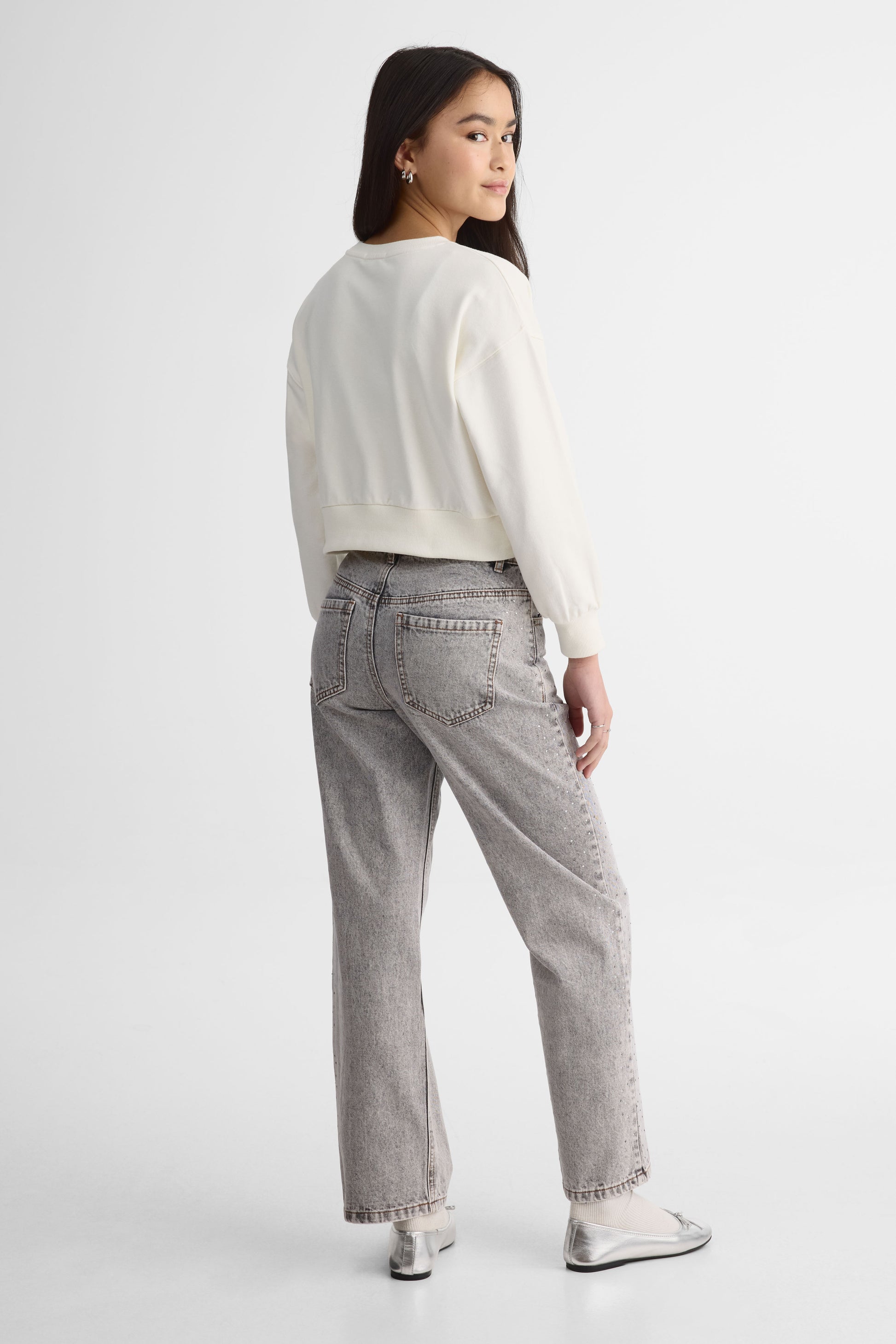 Chandail ouaté graphique manches longues – Ado fille && BLANC CASSÉ