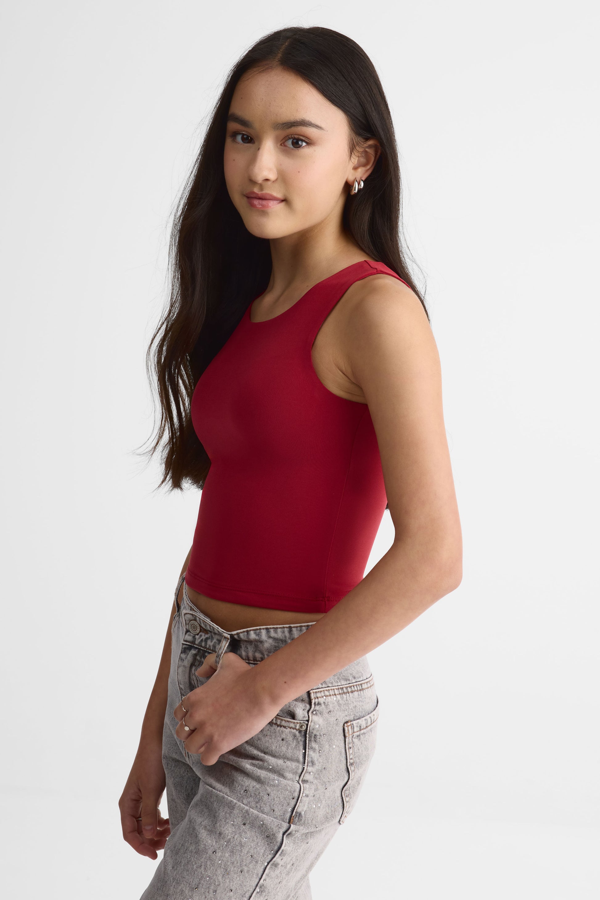 Camisole unie col ovale – Ado fille && ROUGE