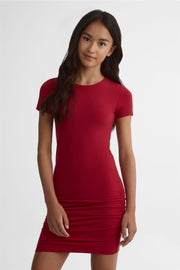 Robe unie manches courtes en Ity - Ado fille && ROUGE