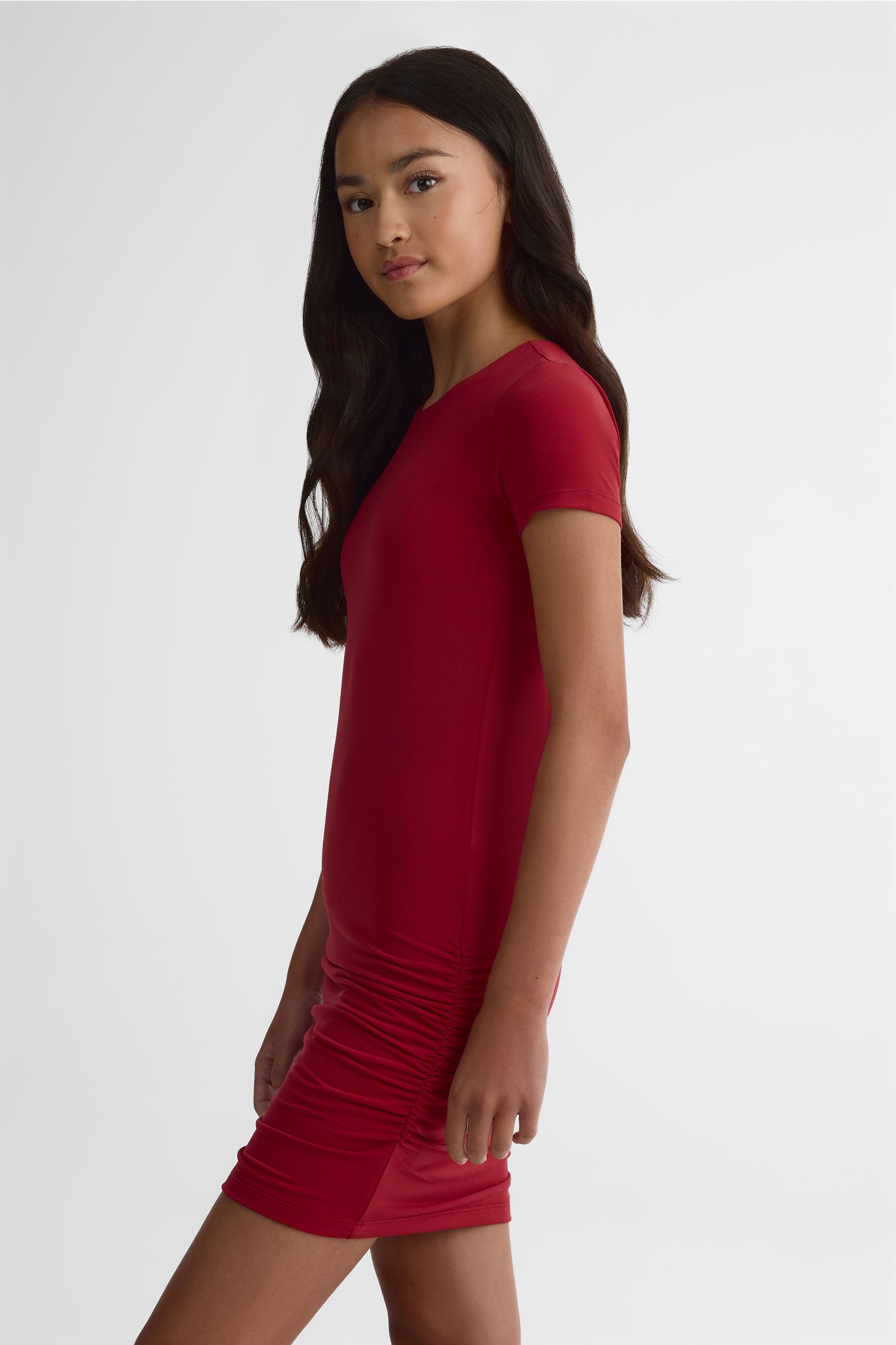 Robe unie manches courtes en Ity - Ado fille && ROUGE