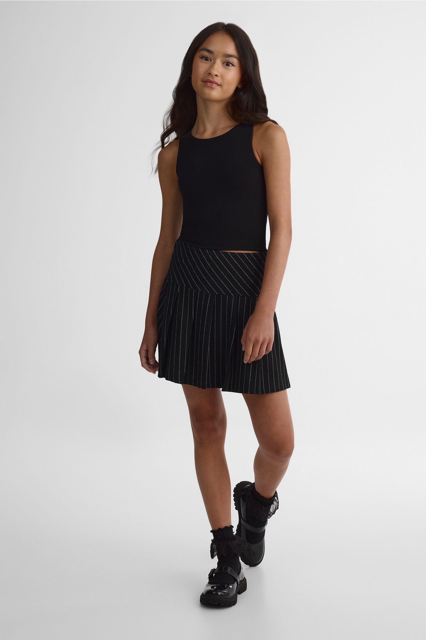 Jupe courte pull-on en stretch - Ado fille && NOIR/MULTI