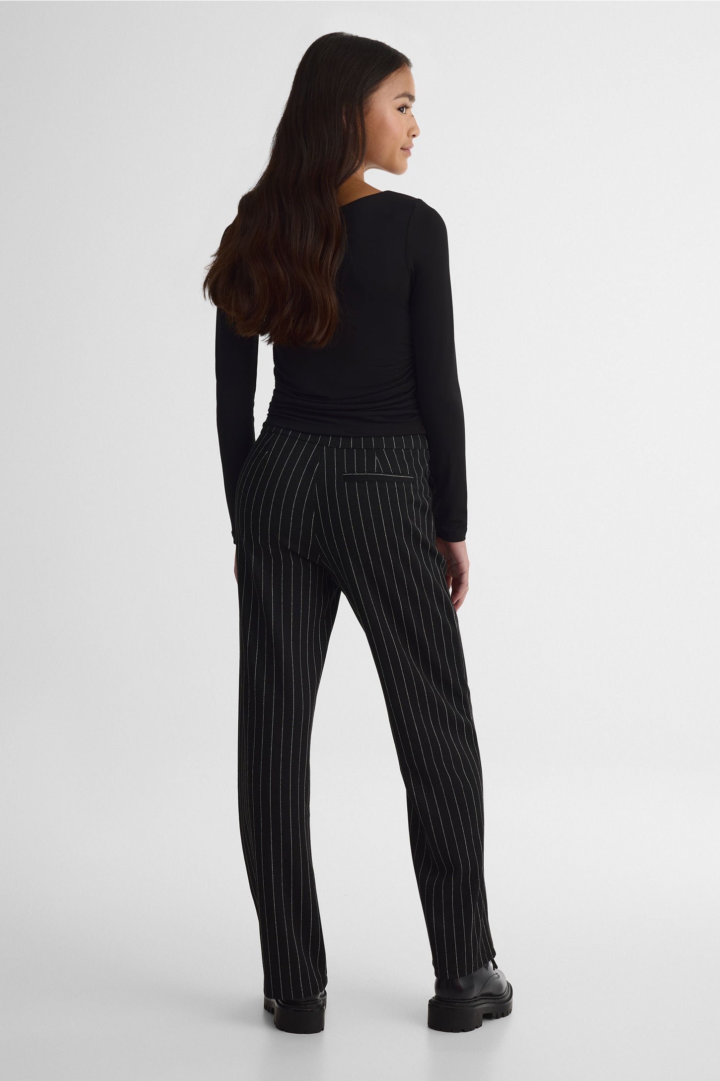 Pantalon jambes larges en stretch - Ado fille && NOIR/MULTI
