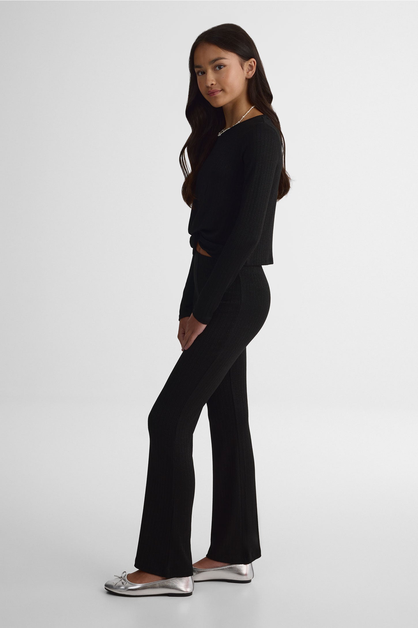 Pantalon évasé en lurex – Ado fille && NOIR