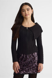 Veste tricot manches longues – Ado fille && NOIR