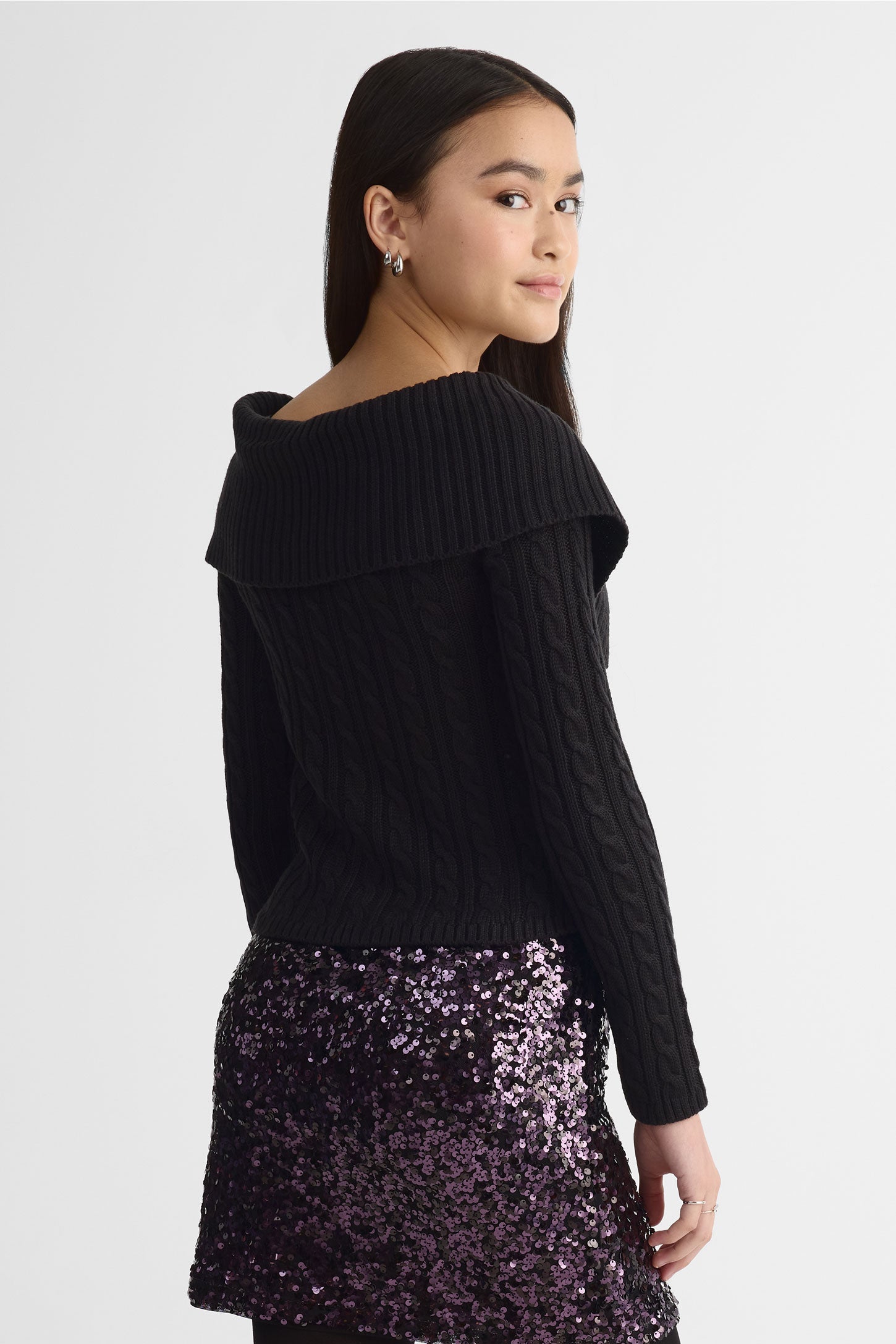 Veste tricot manches longues – Ado fille && NOIR