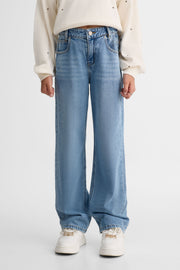 Jeans 5 poches années 90' avec strass - Ado fille && DENIM MOYEN