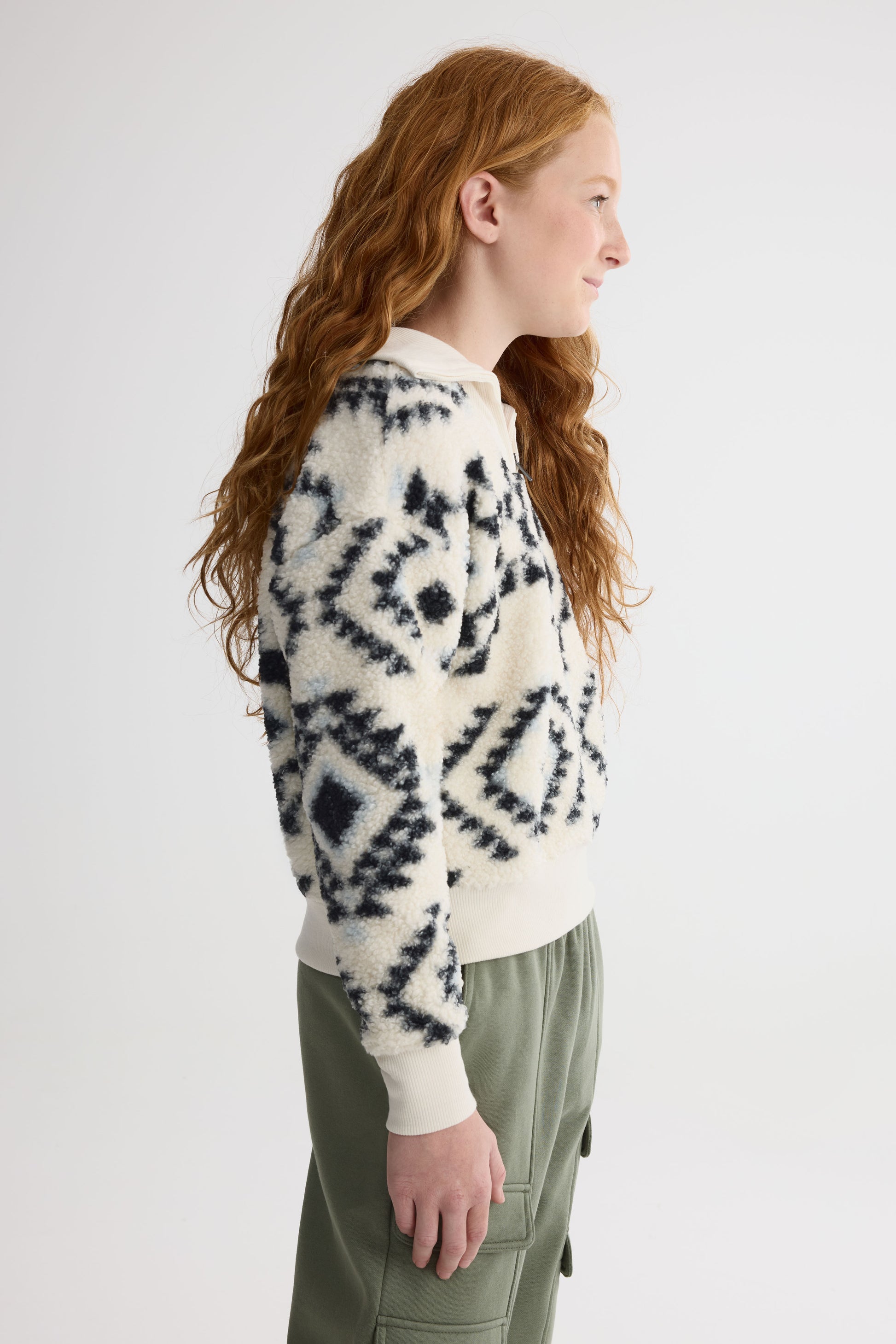 Chandail ouaté à col montant – Ado fille && BLANC CASSÉ/MULTI