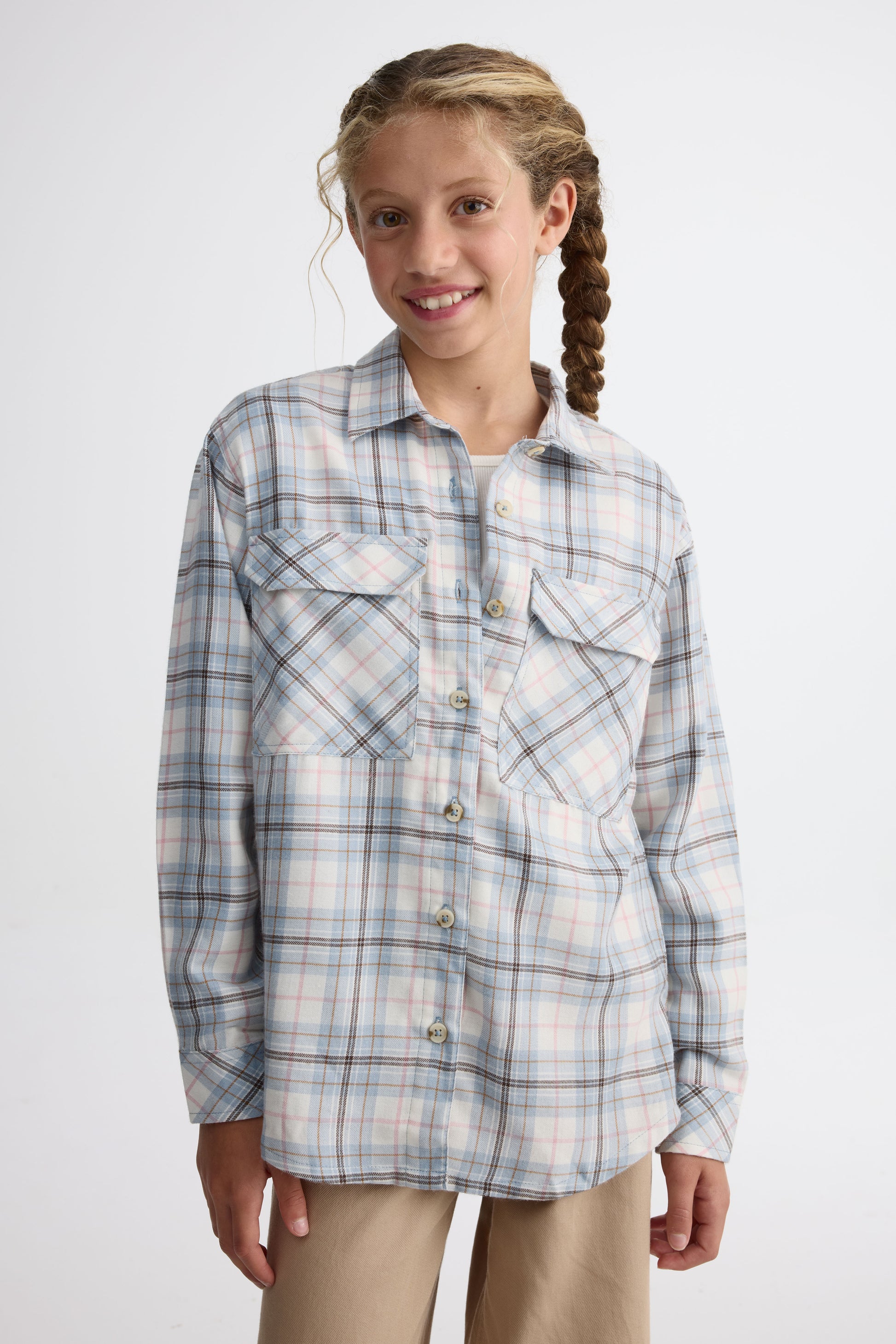 Chemise à carreaux - Ado fille && BLEU MULTI
