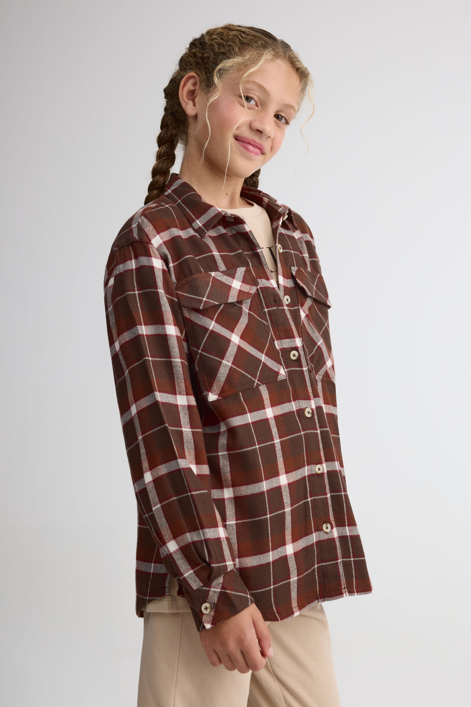 Chemise à carreaux - Ado fille && BRUN/MULTI