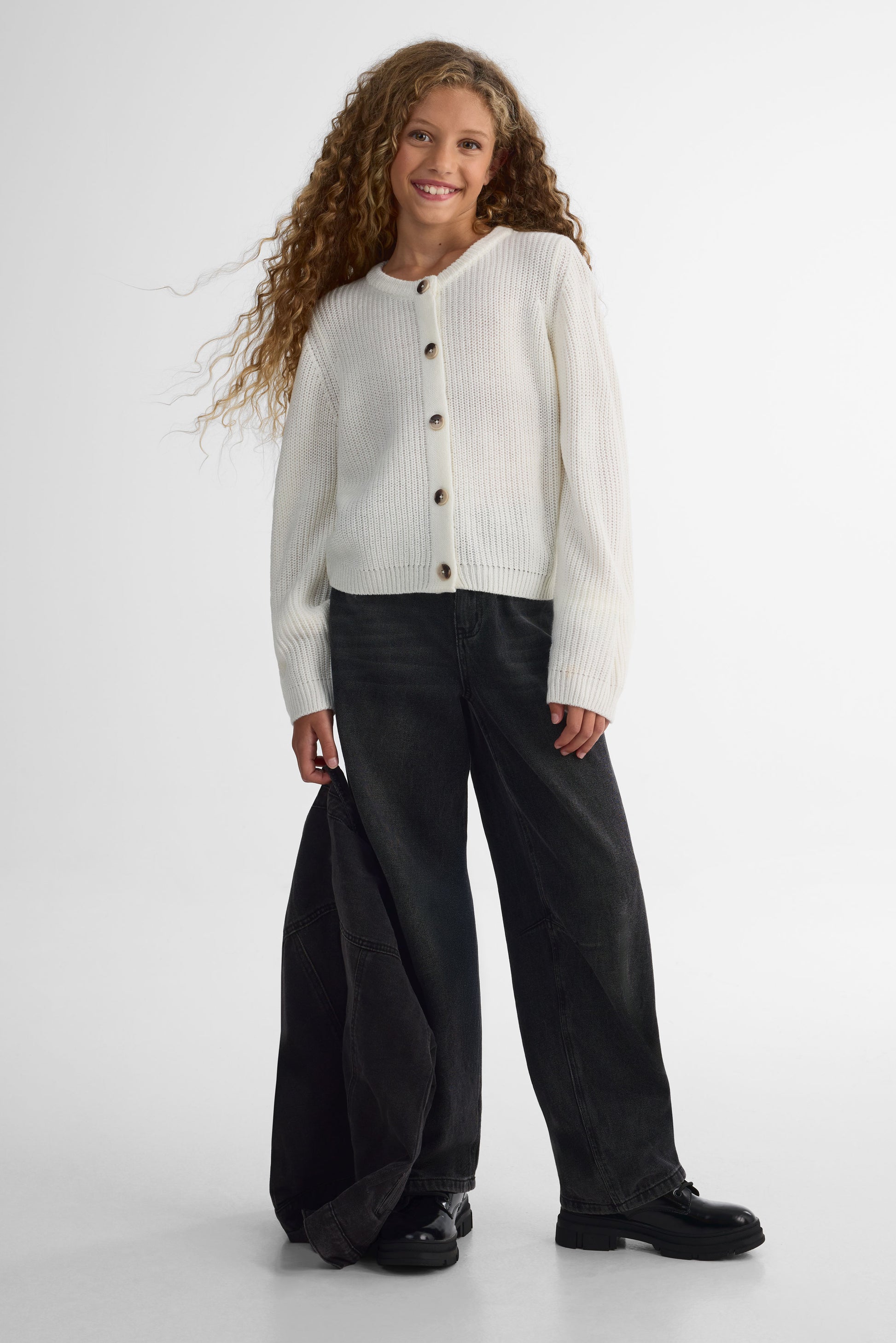 Veste en tricot manches longues - Ado fille && BLANC