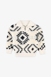 Chandail ouaté à col zip – Enfant fille && BLANC CASSÉ/MULTI