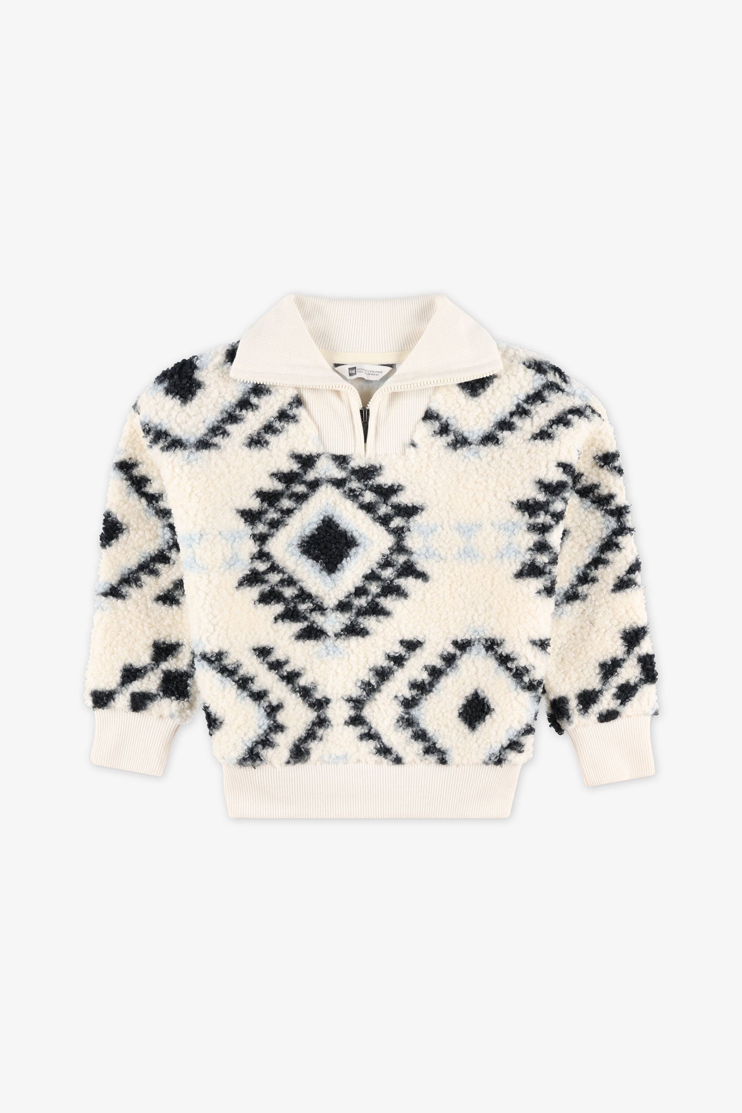 Chandail ouaté à col zip – Enfant fille && BLANC CASSÉ/MULTI