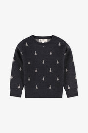 Chandail tricot manches longues - Enfant fille && CHARBON/MULTI