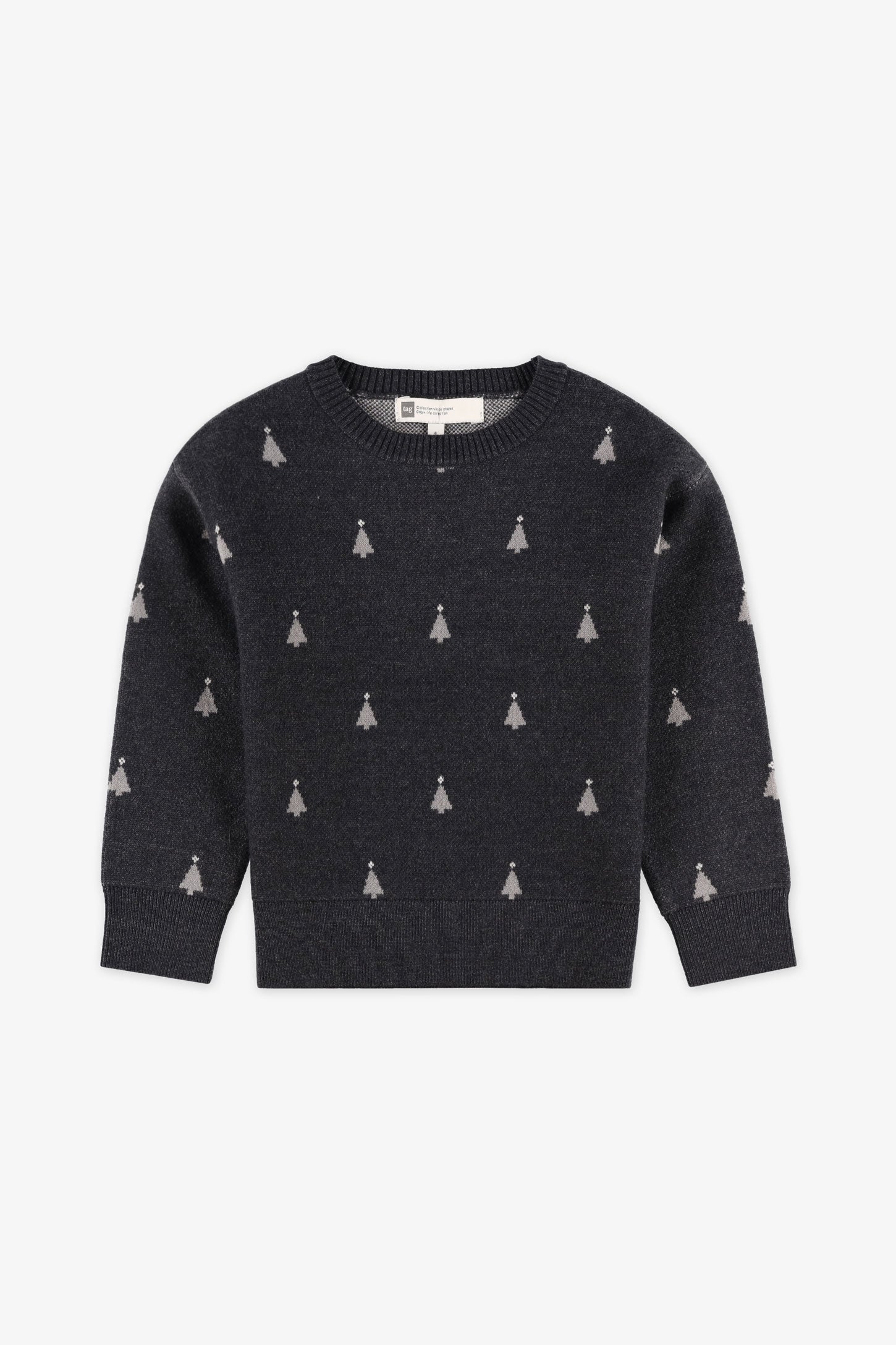 Chandail tricot manches longues - Enfant fille && CHARBON/MULTI