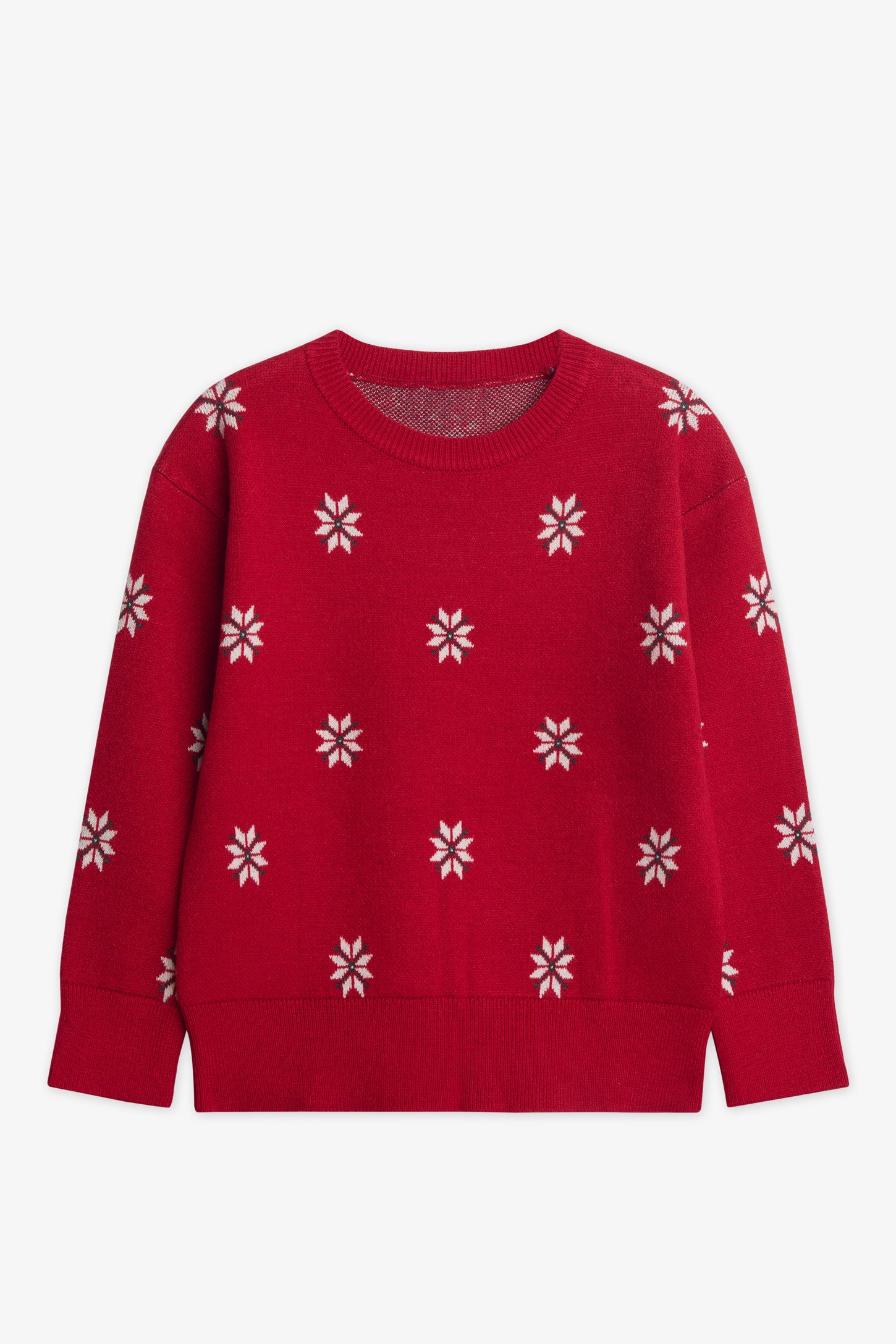 Chandail tricot manches longues - Enfant fille && ROUGE/MULTI