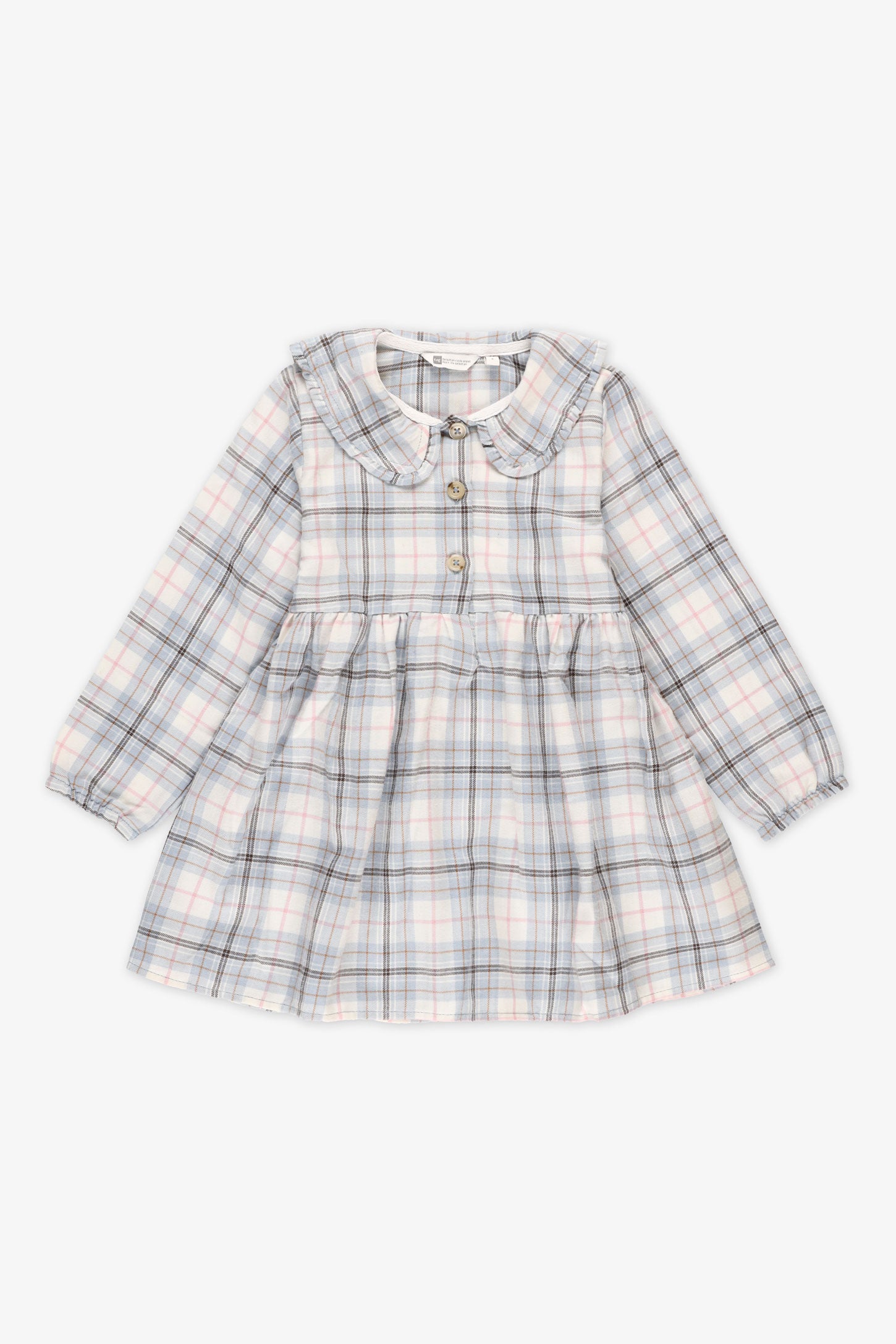 Robe à carreaux col claudine – Enfant fille && BLEU MULTI