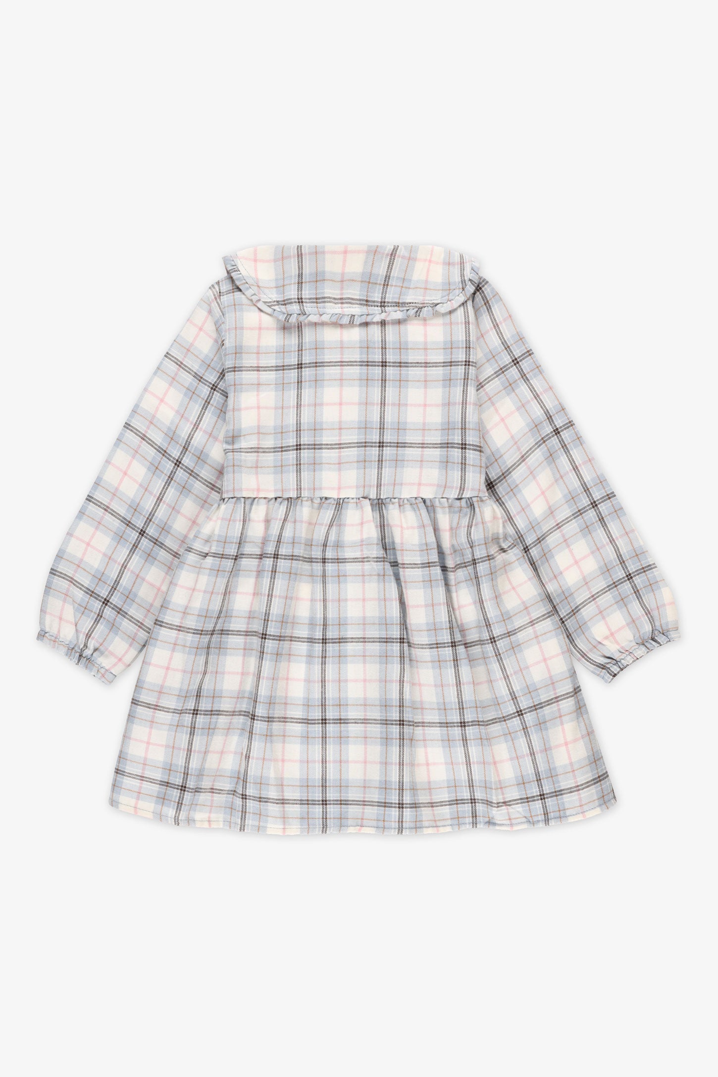 Robe à carreaux col claudine – Enfant fille && BLEU MULTI