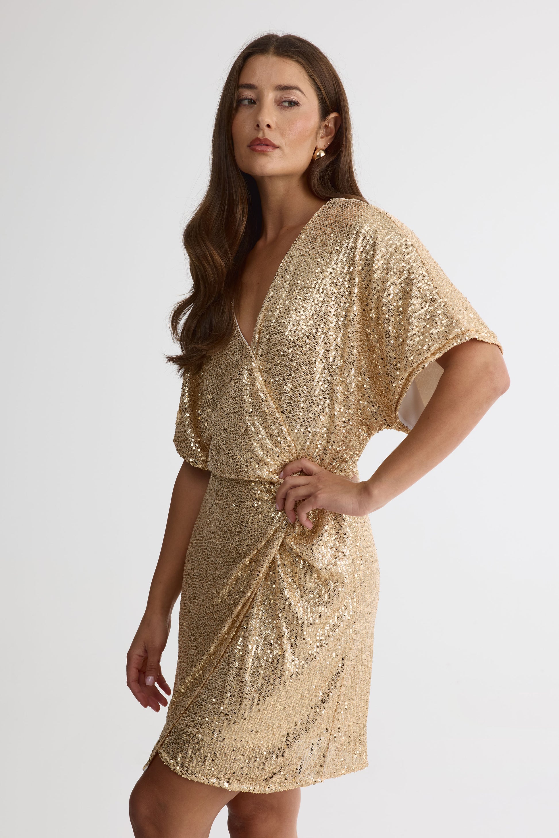 Robe midi off-shoulders en velours – Femme && OR