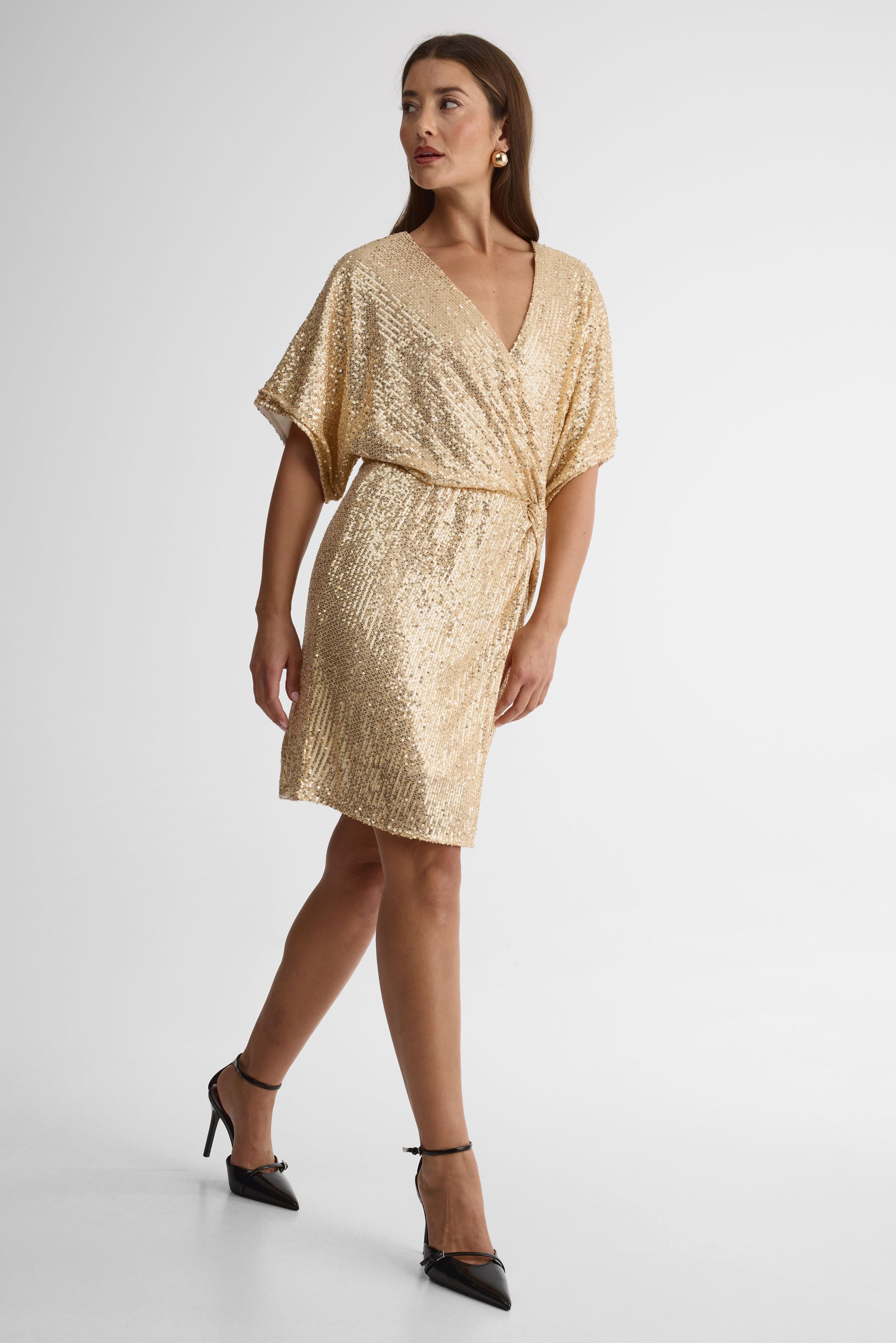 Robe midi off-shoulders en velours – Femme && OR