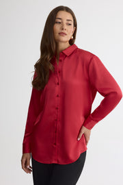 Chemise satin uni – Femme && ROUGE