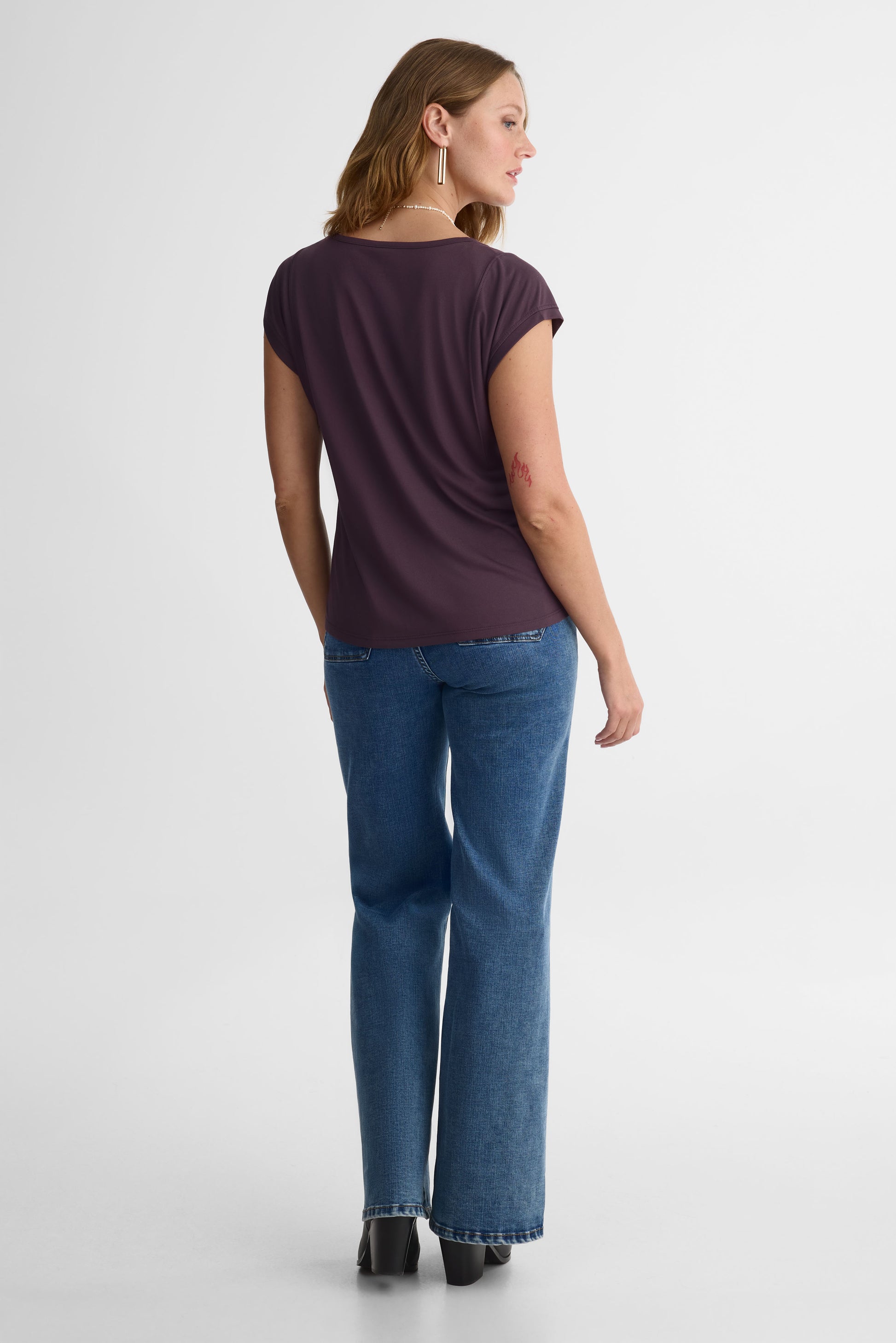 Chandail M/courtes Dolman col rond – Femme && PRUNE