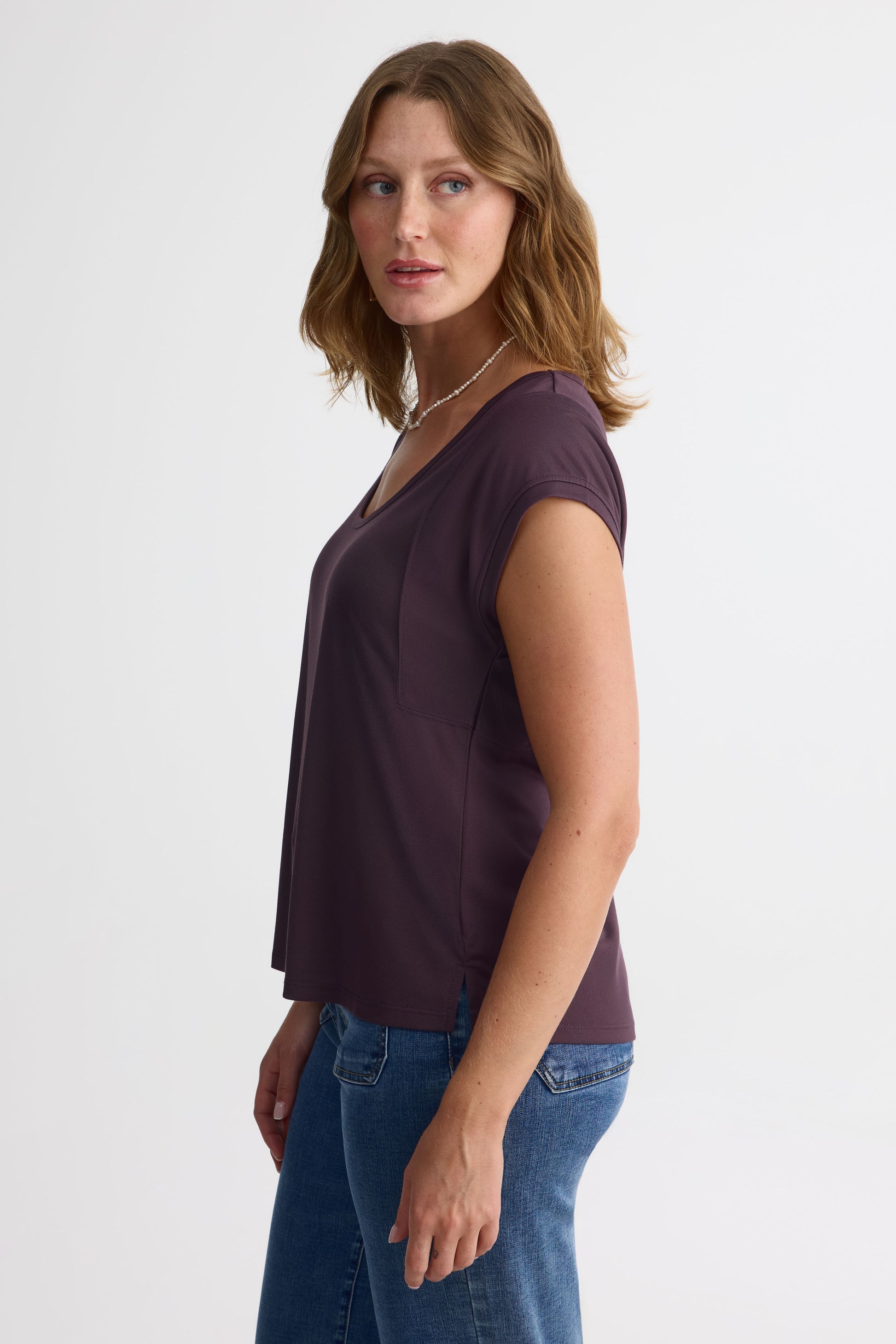 Chandail M/courtes Dolman col rond – Femme && PRUNE