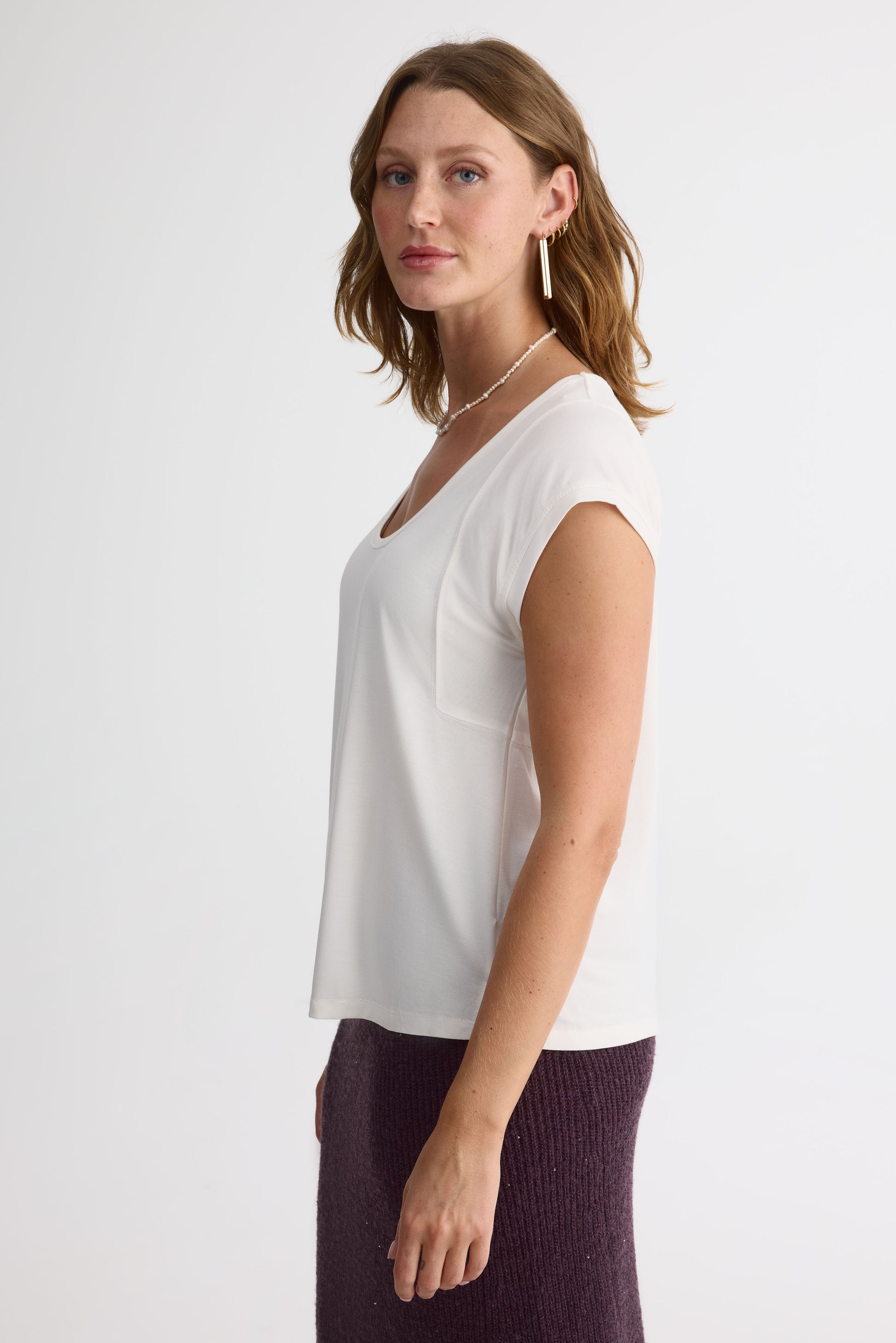 Chandail M/courtes Dolman col rond – Femme && BLANC CASSÉ