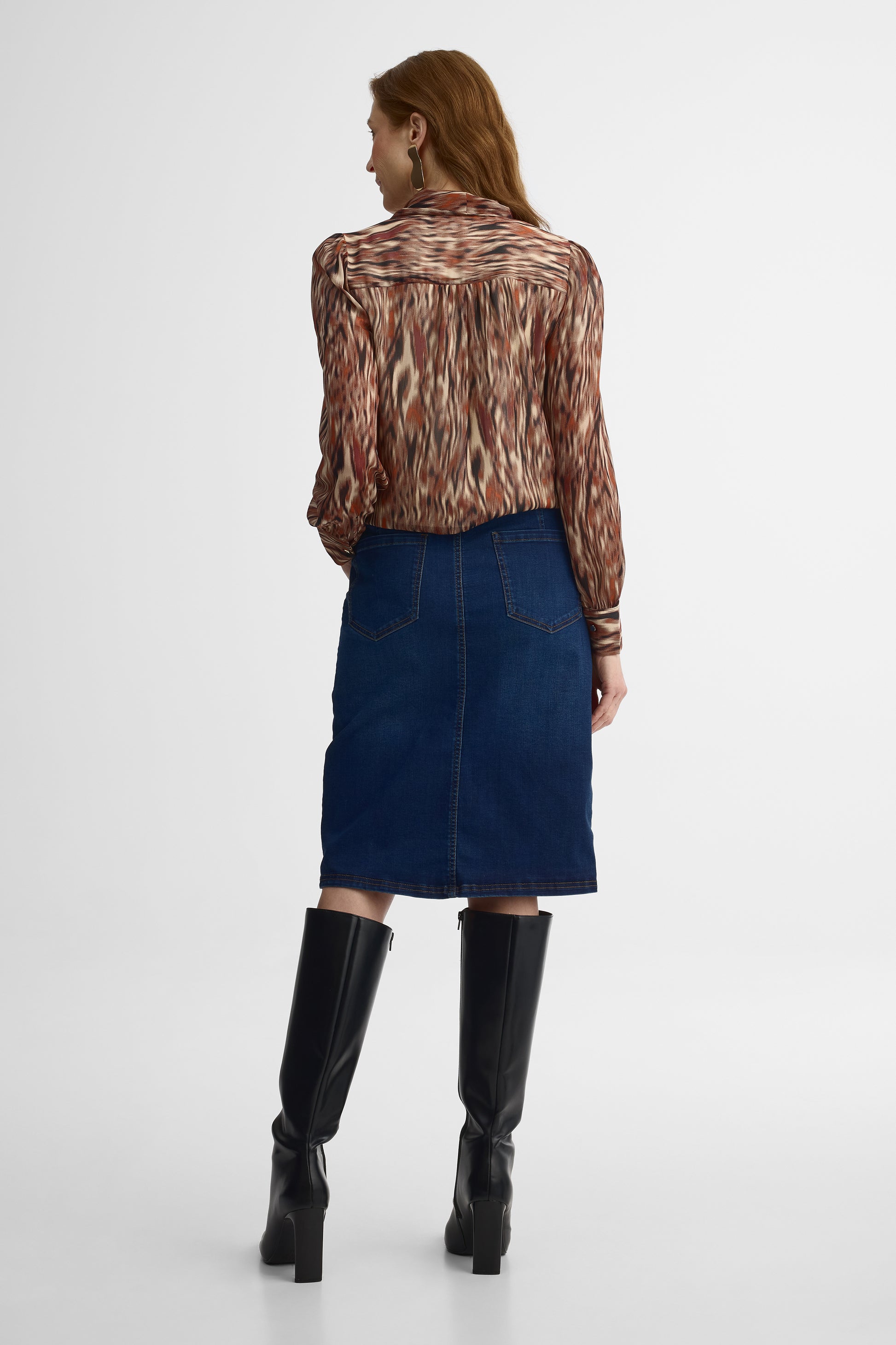 Blouse M/longues V-neck en chiffon - Femme && BEIGE/MULTI