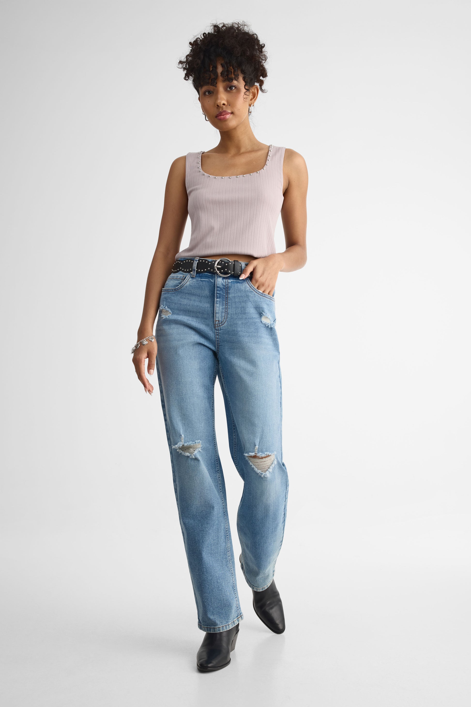 Camisole cloutés - Femme && GRIS