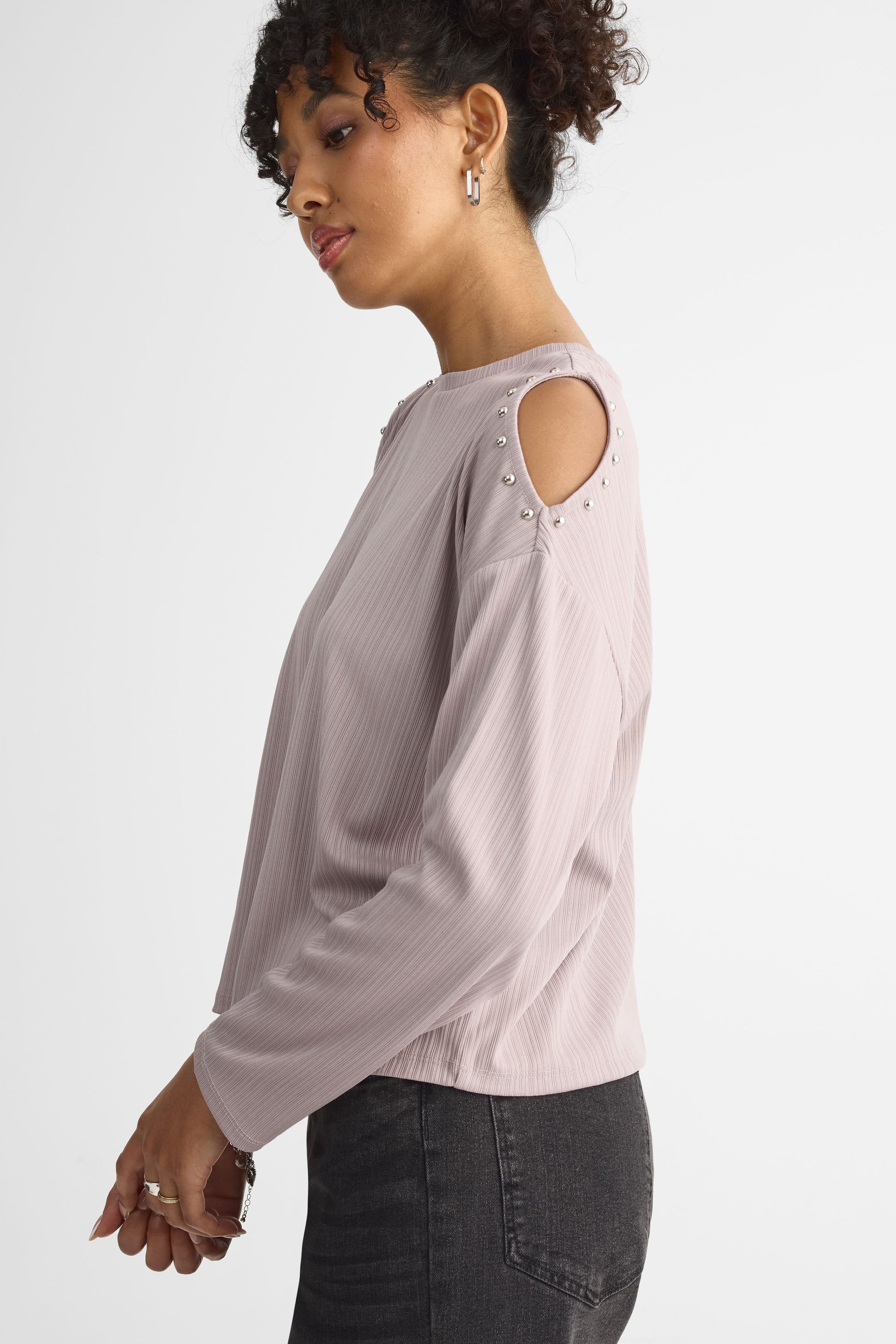 Chandail ajusté à manches longues – Femme && GRIS