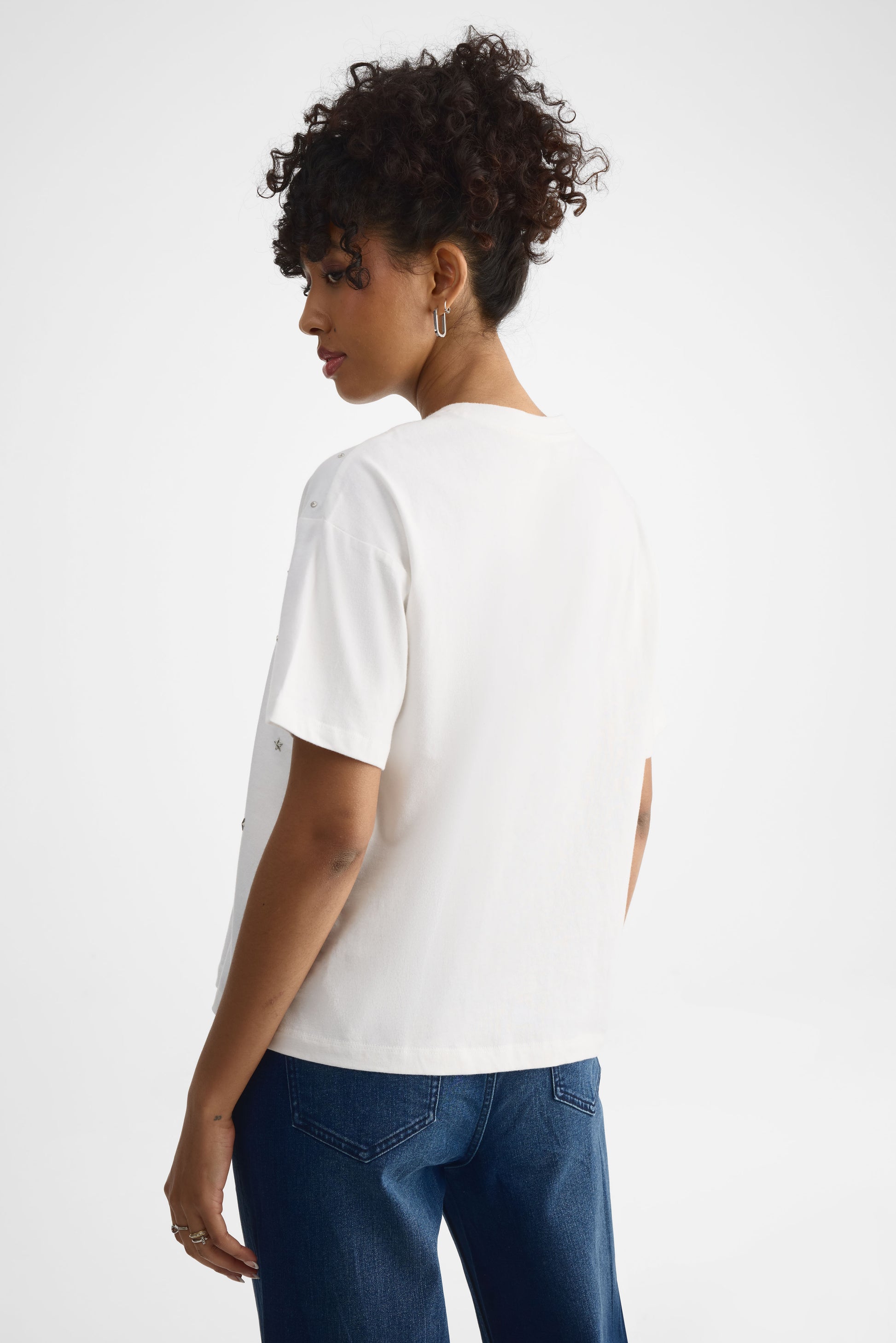 T-shirt à strass – Femme && BLANC