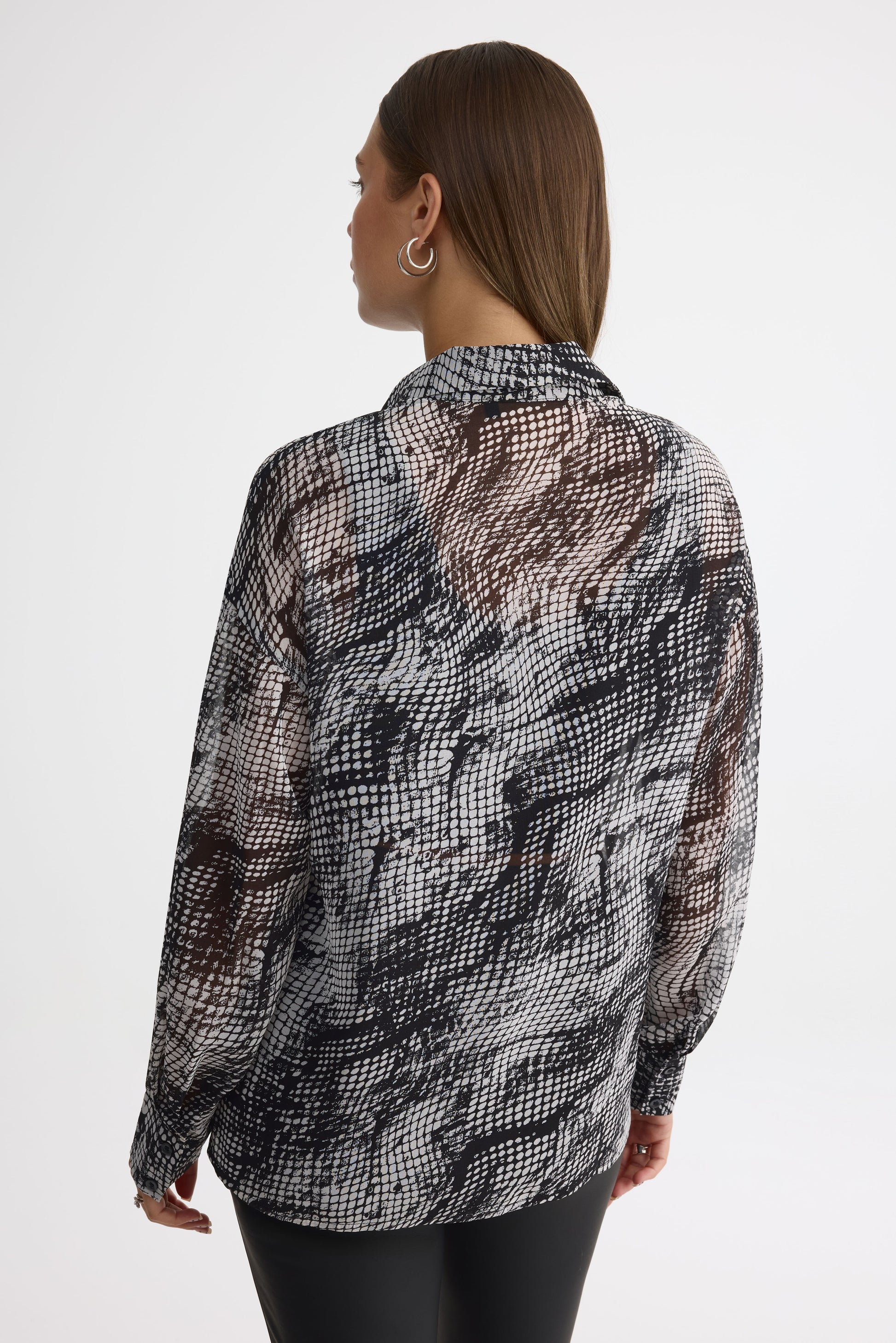 Chemisier en crêpe chiffon - Femme && GRIS MULTI