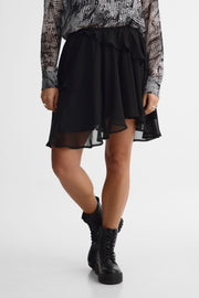 Mini jupe en crêpe chiffon – Femme && CHARBON