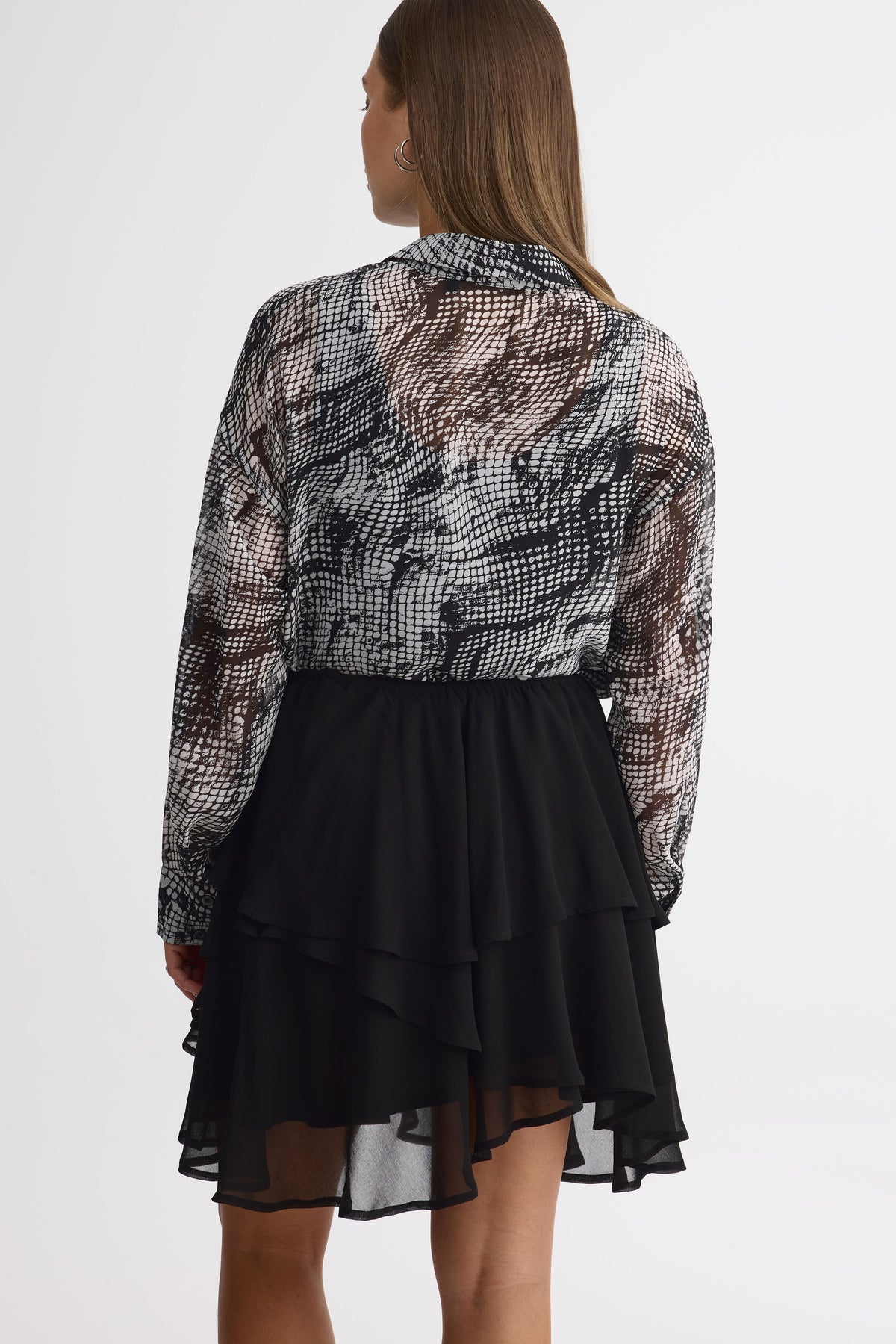 Mini jupe en crêpe chiffon – Femme && CHARBON
