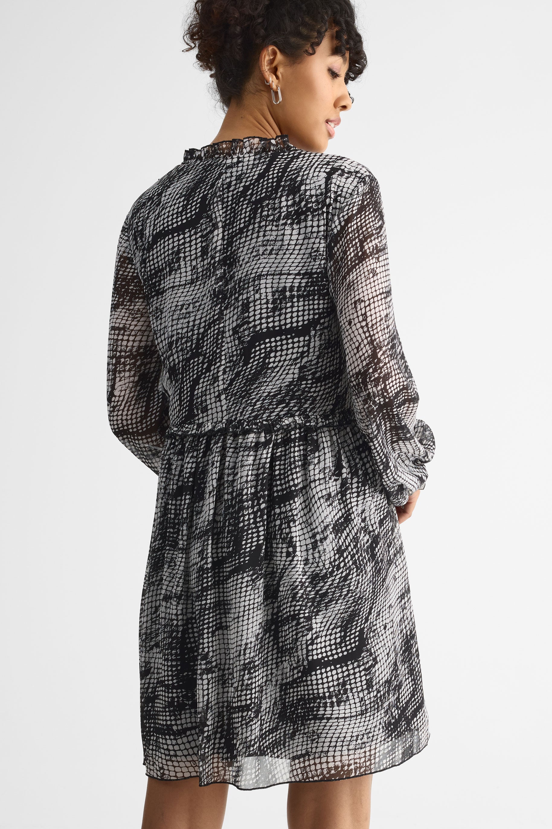Robe longue à manches bouffantes – Femme && GRIS MULTI