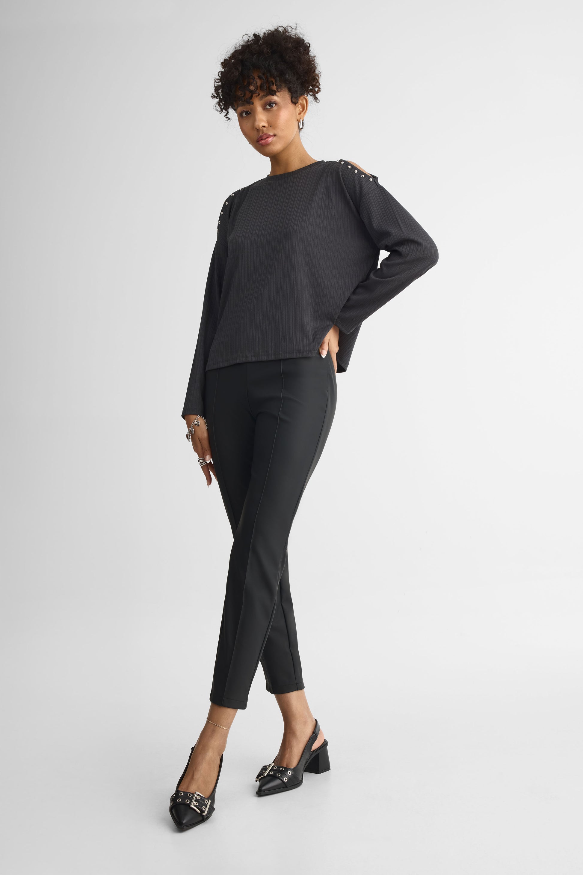 Mini jupe en crêpe chiffon – Femme && NOIR