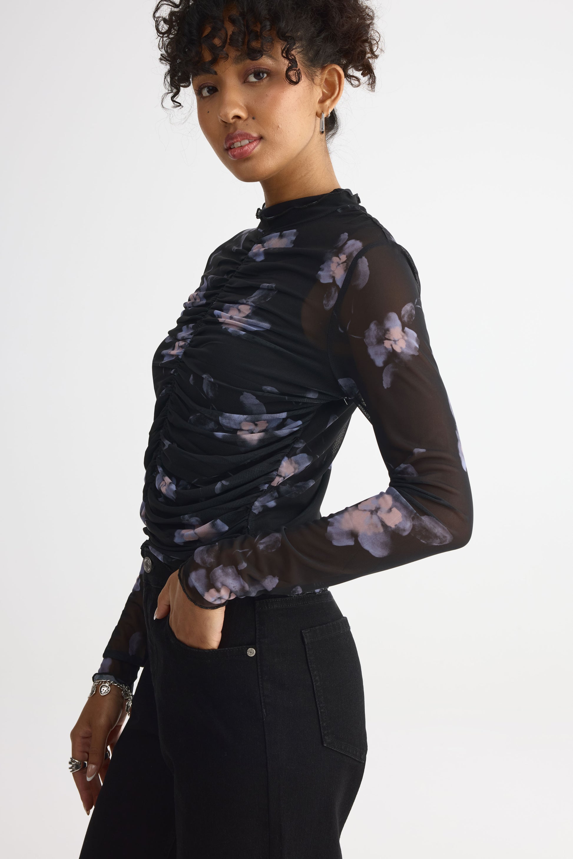 Chandail léger à manches longues – Femme && CHARBON/MULTI