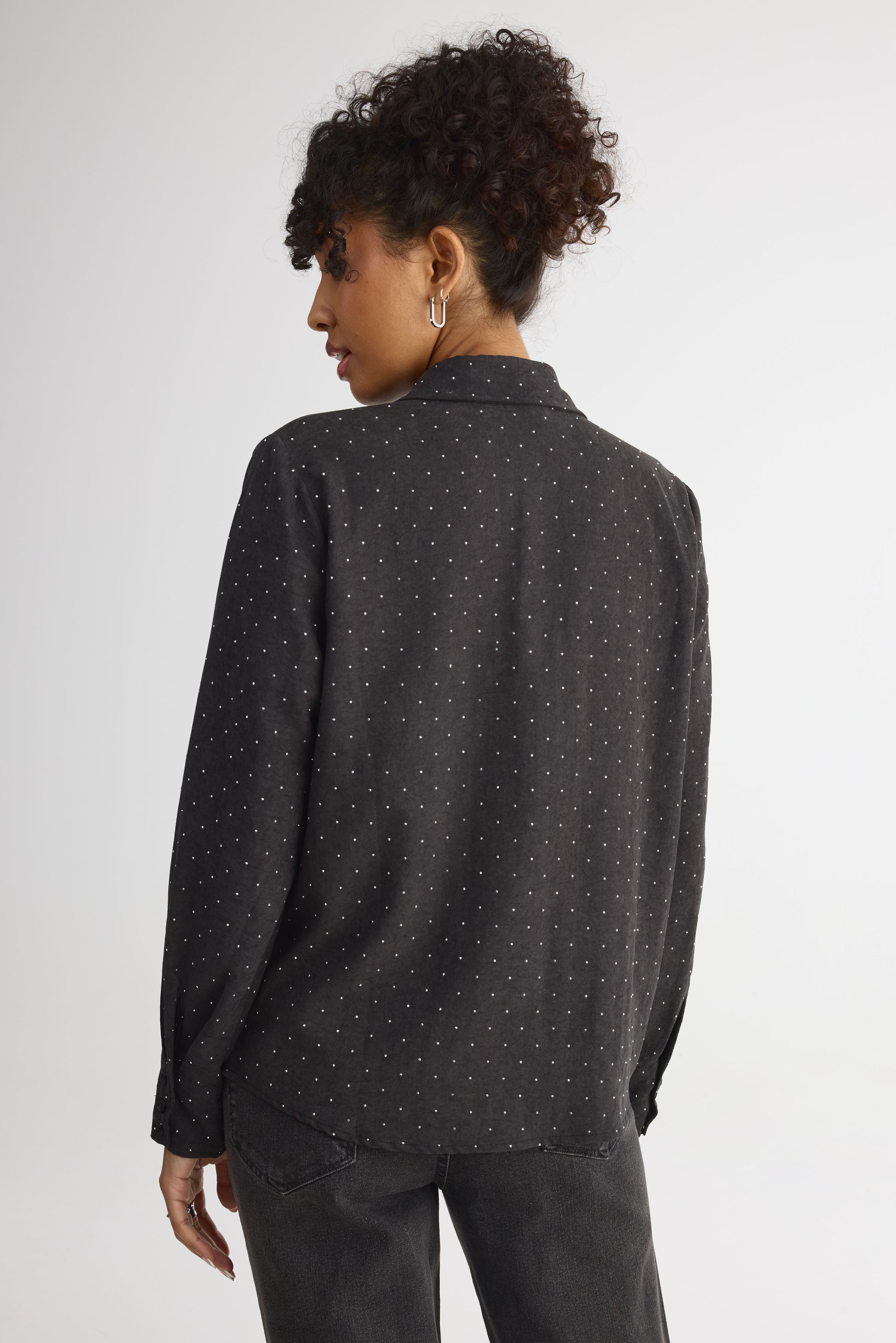 Chemisier semi-ajusté avec rhinestones - Femme && NOIR/MULTI